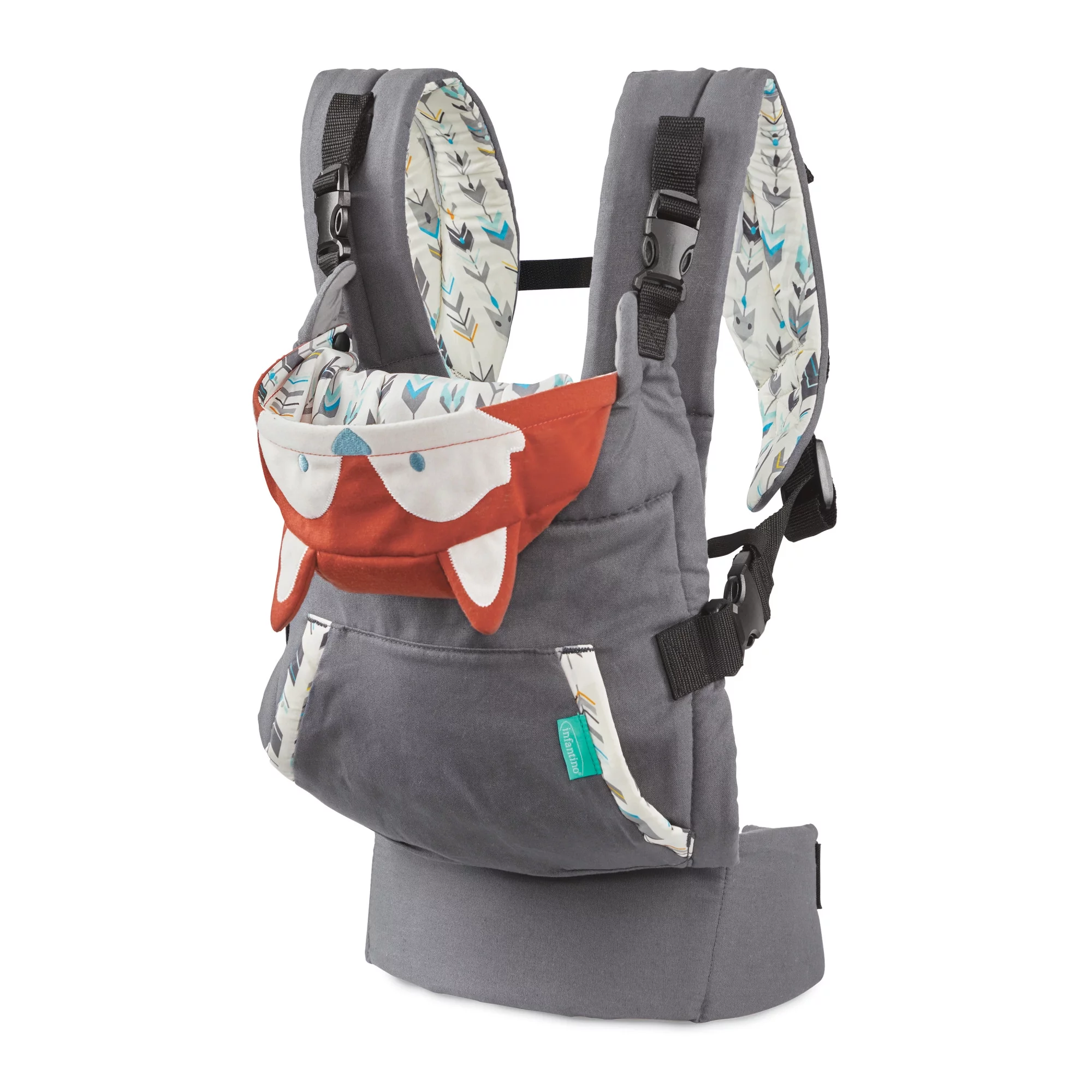 Infantino Cuddle-up Ergonomic Hoodie Baby Carrier, 2-Position, 12-40lb, Gray Fox