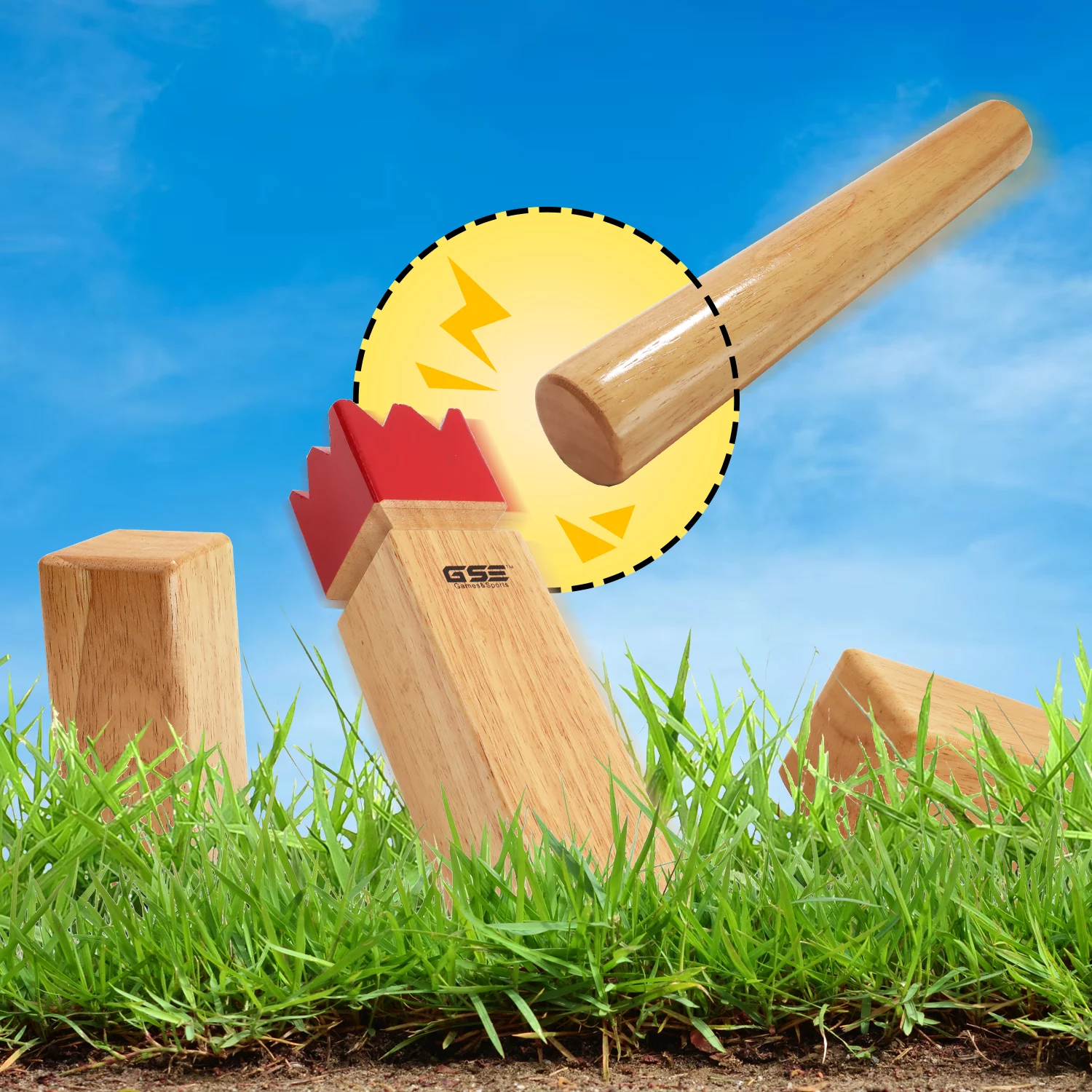 GSE Games & Sports Expert Hardwood Kubb Yard Game Set. Outdoor Lawn Yard Throwing Toss Game Set for Kids & Adults Outdoor Lawn, Backyard Play