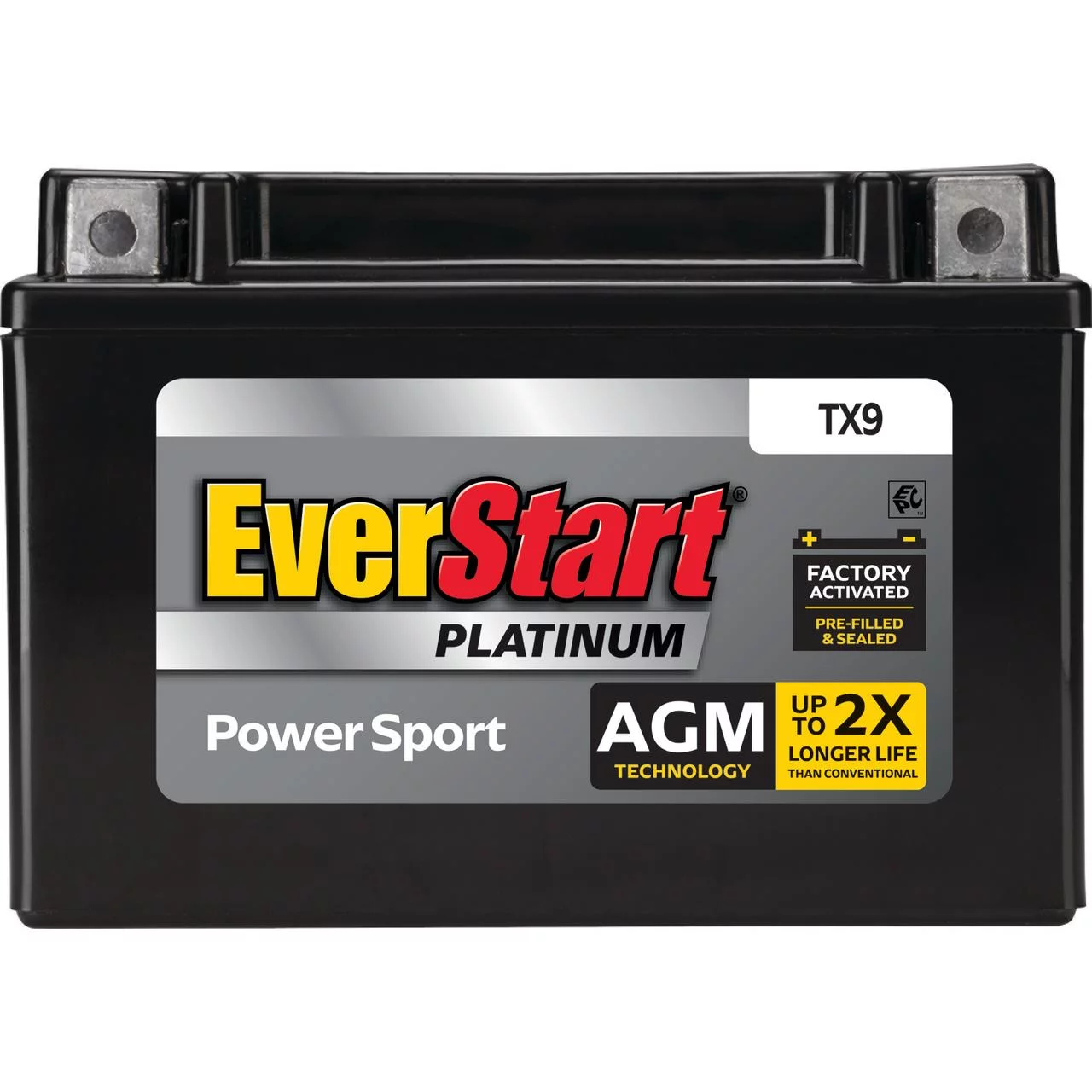 EverStart Premium BOXED AGM Power Sport Battery, Group Size TX9 12 Volt, 120 CCA