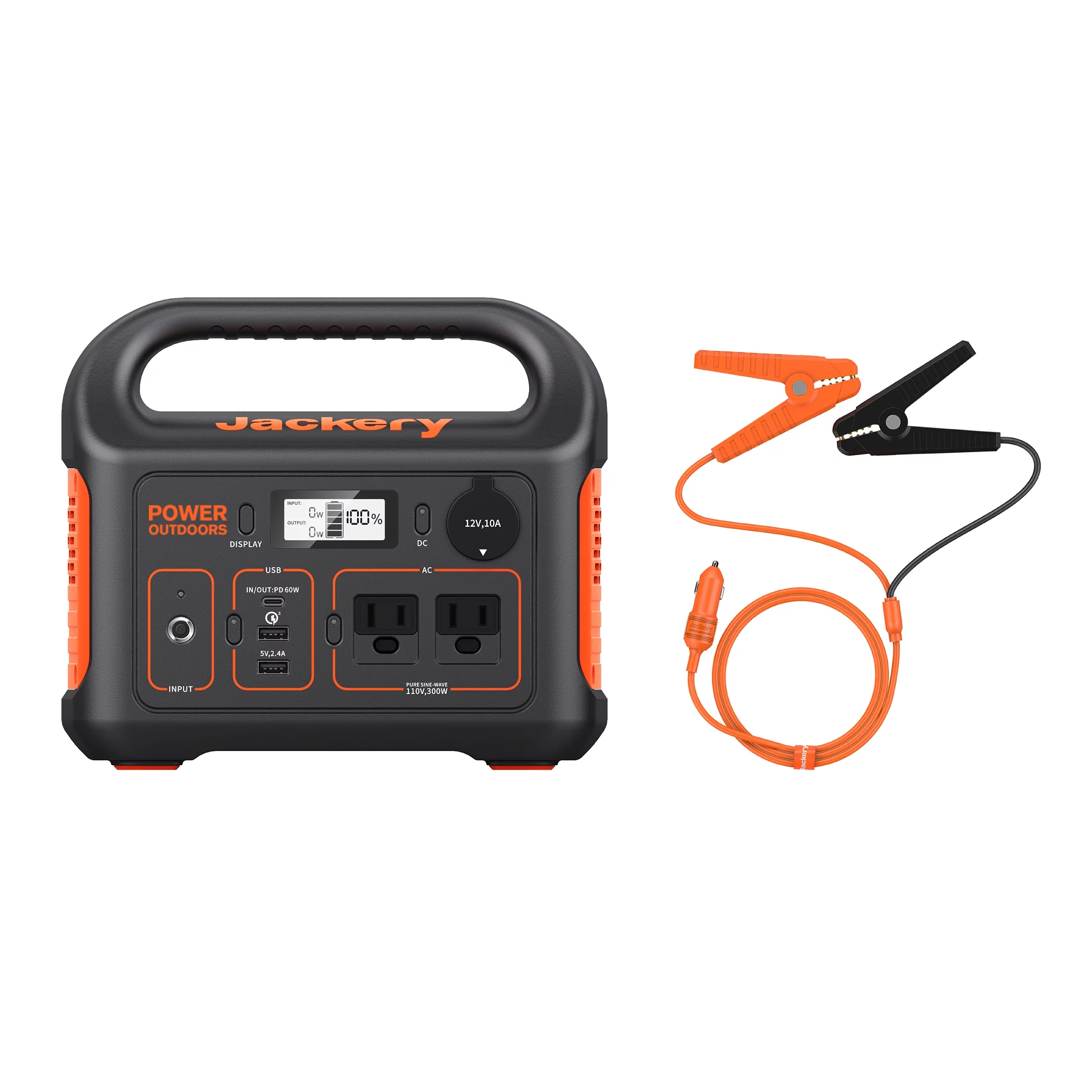 Jackery Explorer 290 Plus Portable Power Station with Automobile Battery Charging Cable