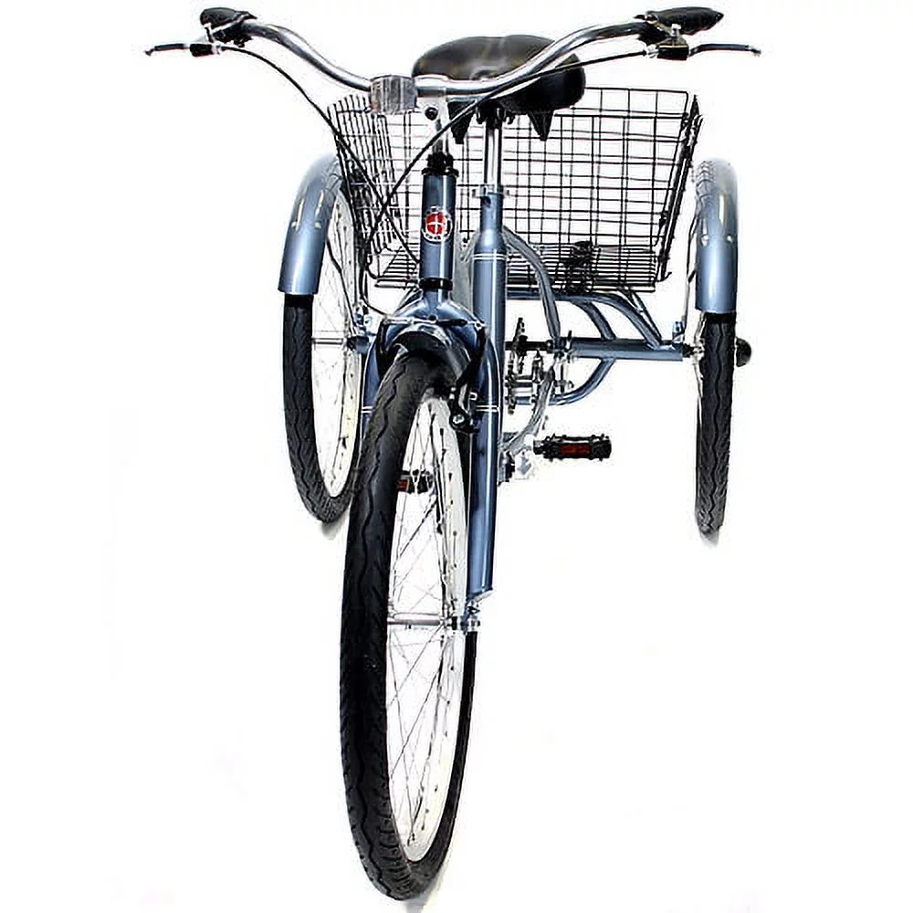 Schwinn Meridian Adult Tricycle, 24″ wheels, rear storage basket, Slate