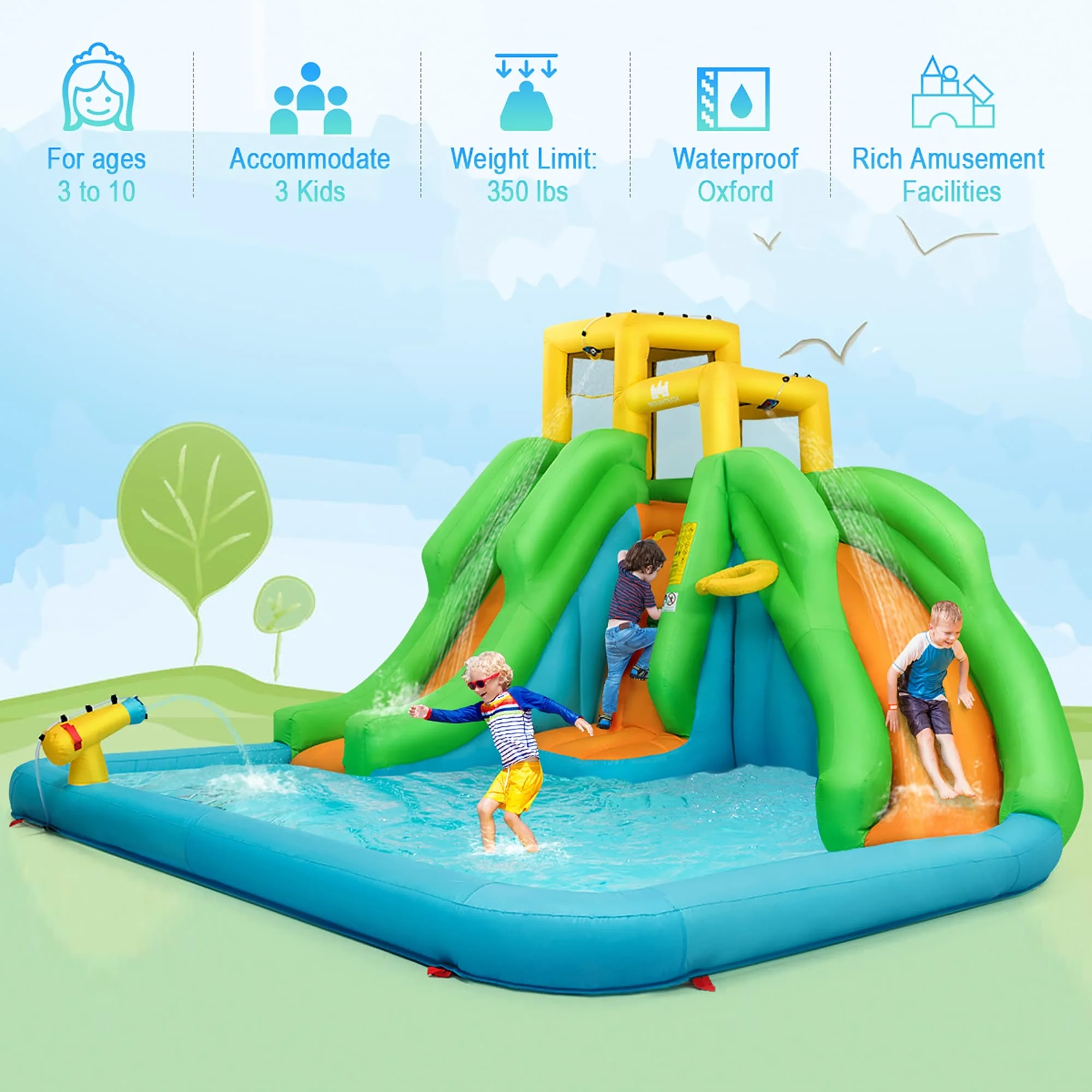 6 in 1 Inflatable Water Slide Indoor Outdoor Inflatable Water Park