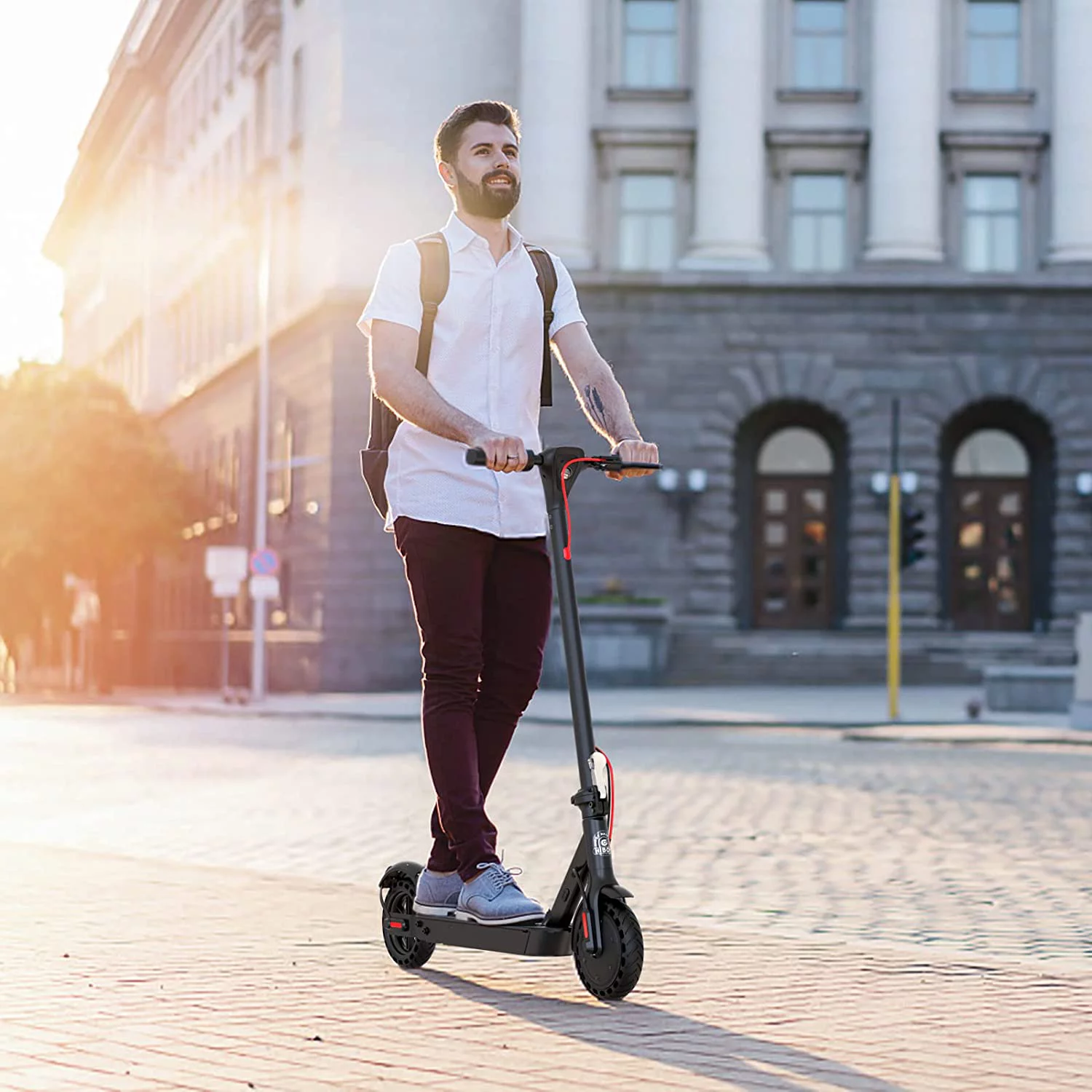 Hiboy KS4 Electric Scooter, 350W 8.5″ Honeycomb Tires 17 Miles 19 Mph with App