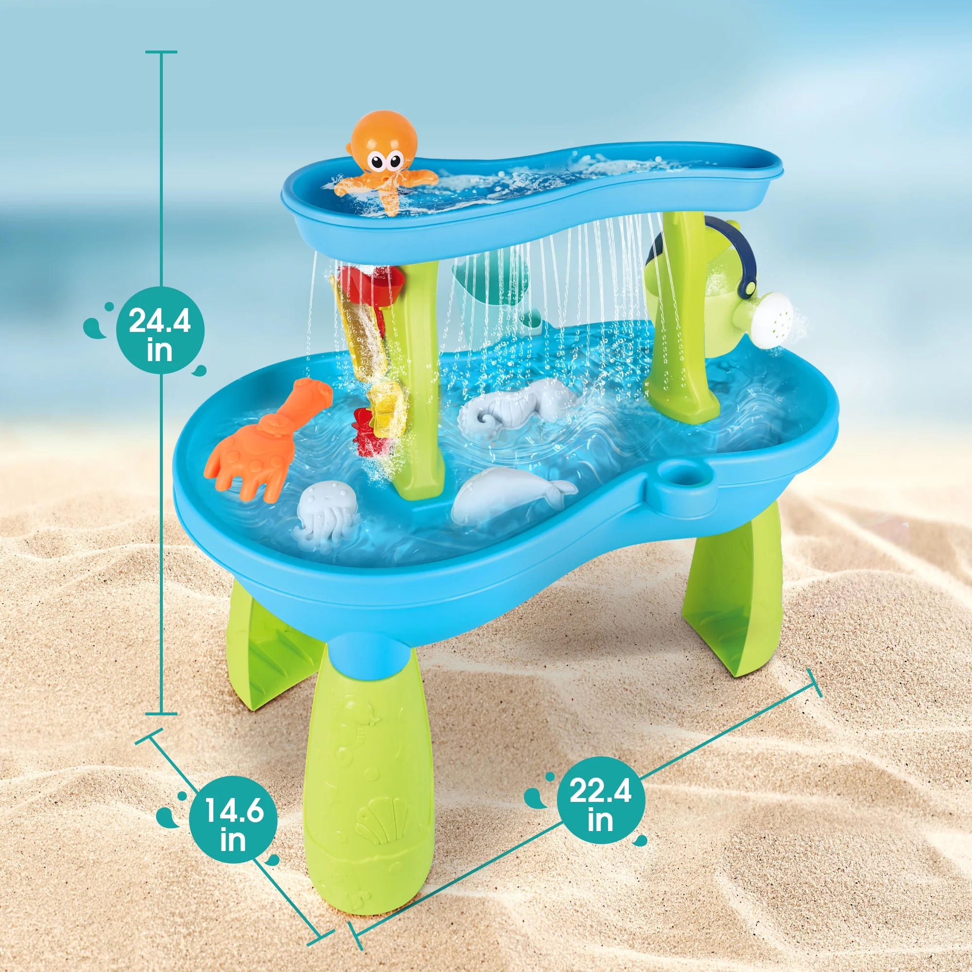 Sand and Water Table for Toddlers, Summer Outside Toys with 19PCS Accessory Set for Kids Boy Girls