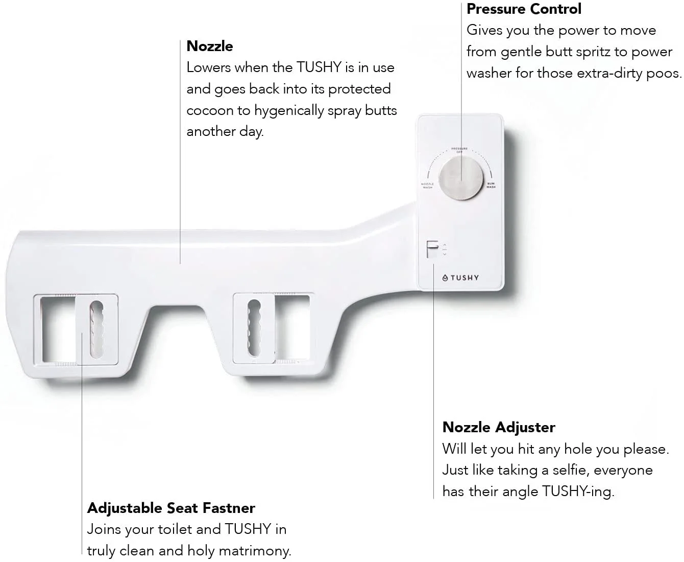 TUSHY Classic 2.0 Bidet Toilet Seat Attachment, White & Silver