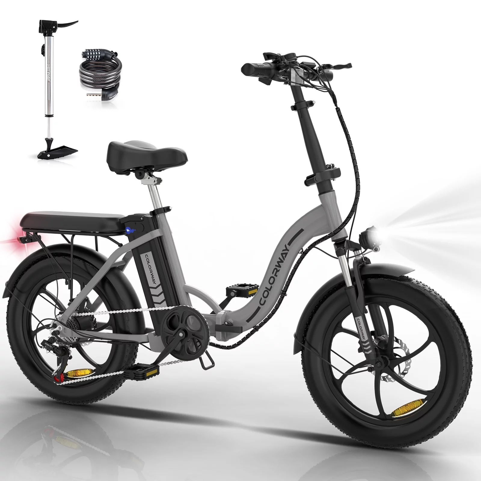 COLORWAY 500W Electric bicycles, 20×3.0in Fat Tire Eleictric Bike, 11.2Ah/36V E-Bike, 7-SHIMANO 19.9MPH Bicycle for Teenager and Adults-BK6M