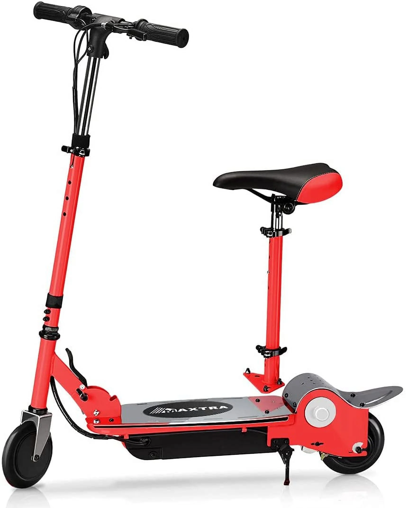 Maxtra Scooters Folding Electric Scooter with Removable Seat, Adjustable Height for Kid’s Ages 6-12, 60 Min Run Time