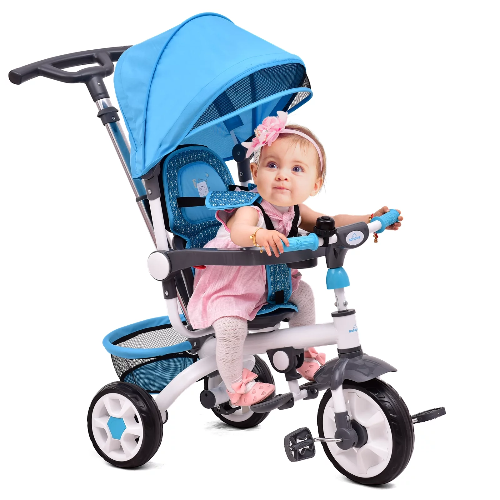 Infans 4-In-1 Kid Baby Stroller Tricycle Detachable Learning Toy Bike w/ Basket