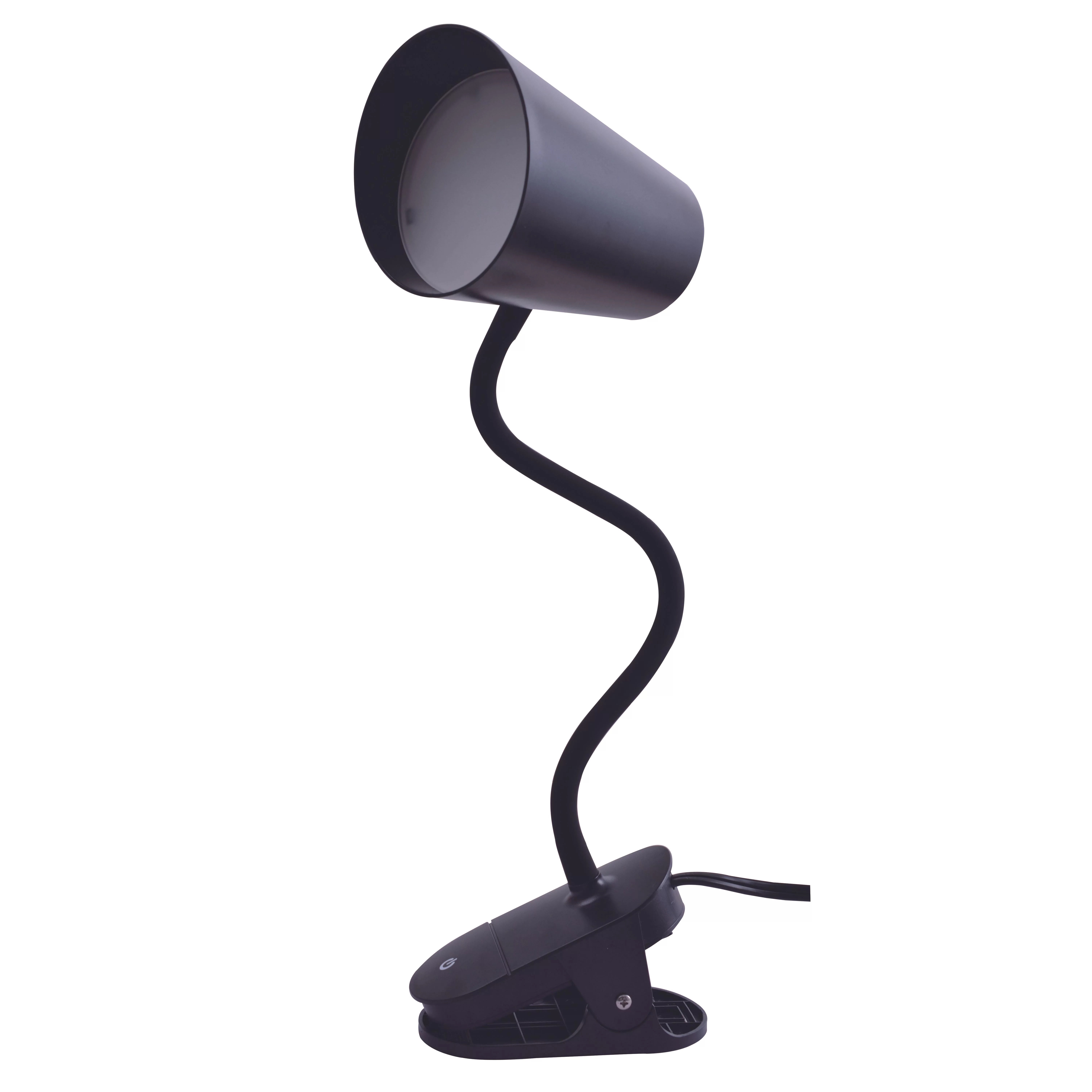 Mainstays Modern LED Clip Light with Flexible Gooseneck, Black, Matte Finish, Suitable for All Ages