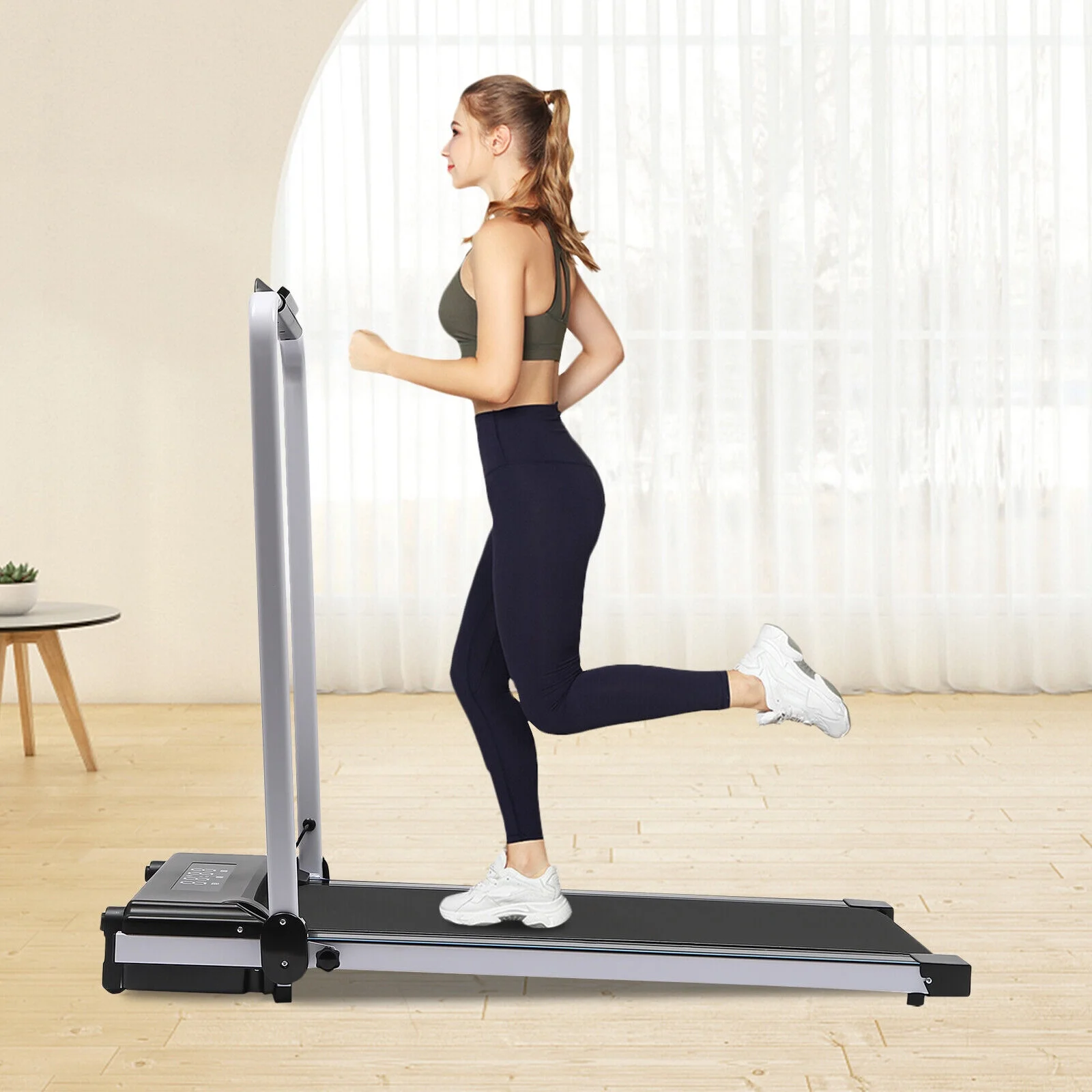 MONIPA 2 in1 Folding Electric Treadmill Under Desk Walking Pad Home Office Portable