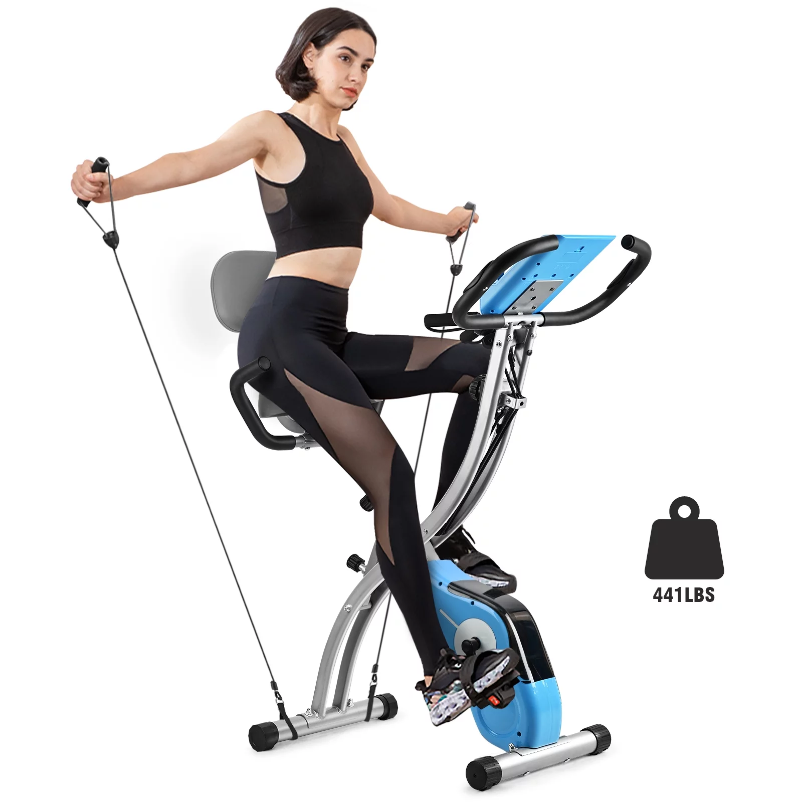 Wonder Maxi Exercise Bike Magnetic Fitness Cycle Folding Stationary Bike Indoor Home Use(White)