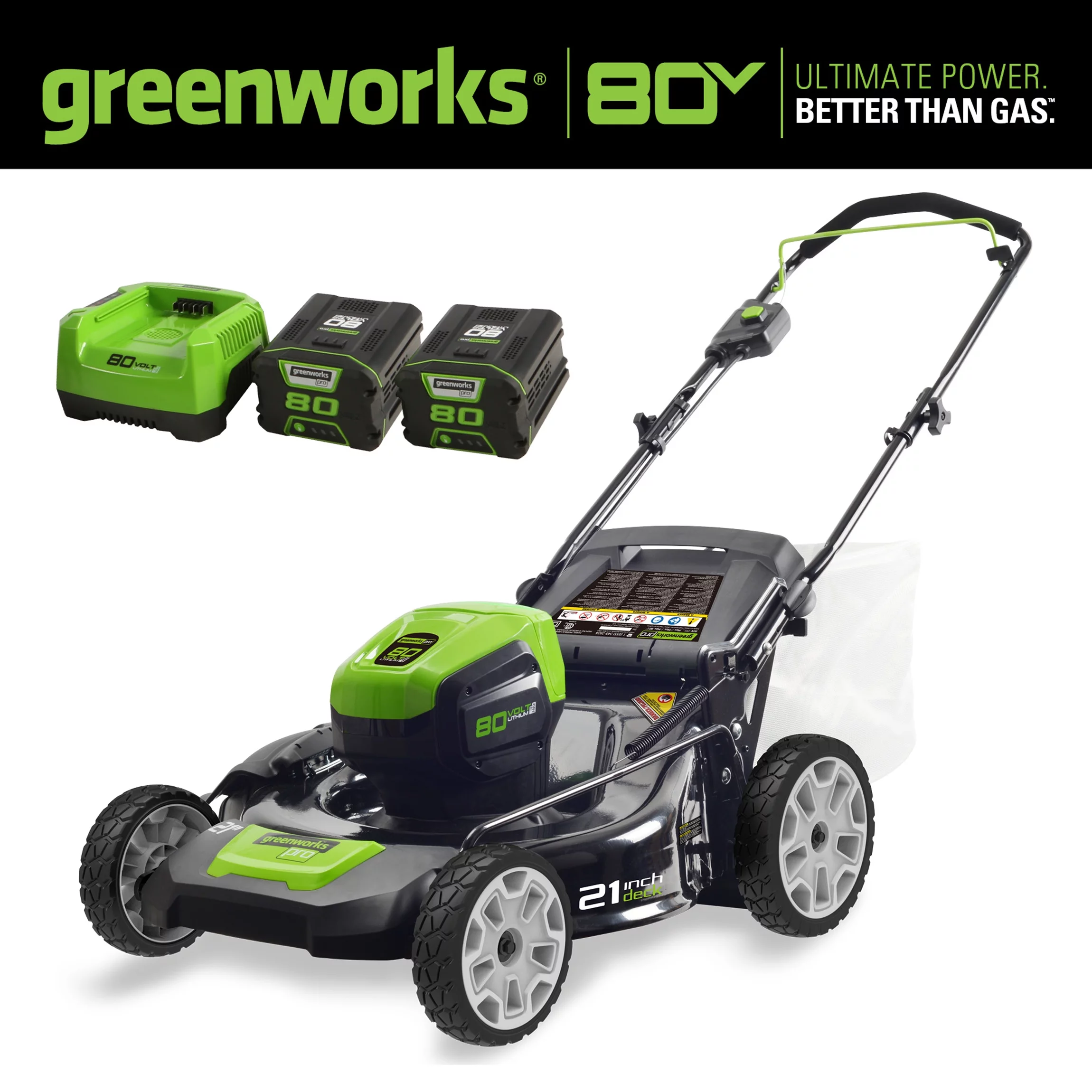 Greenworks 21″ 80 Volt Battery Powered Push Walk-Behind Mower