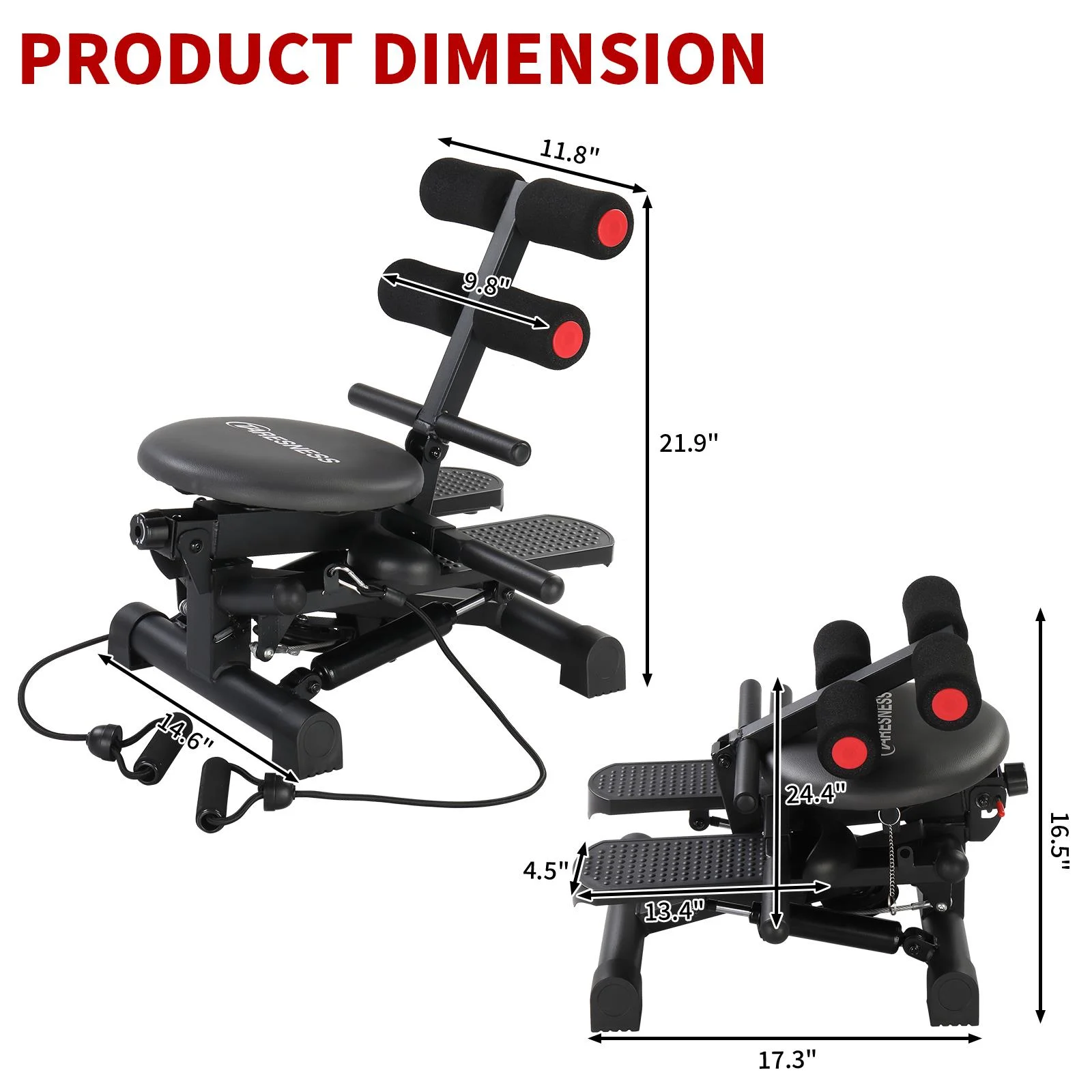 Ktaxon Mini Multi Exercise Machine, Stair Stepper for Exercise with Resistance Bands, AB Workout Machine, Twister for Home Gym