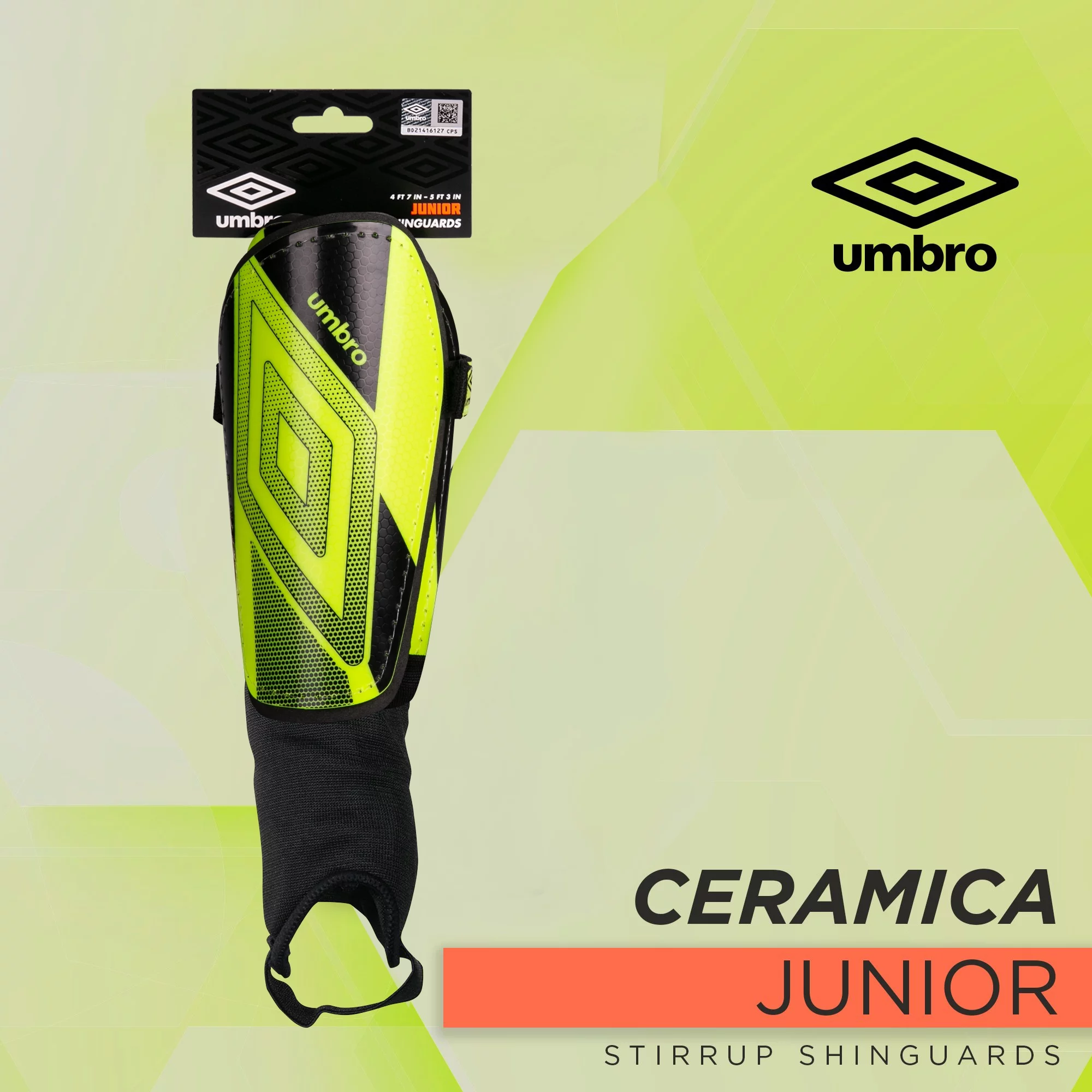 Umbro Ceramica Adult Stirrup Soccer Shin Guards, Bright Yellow