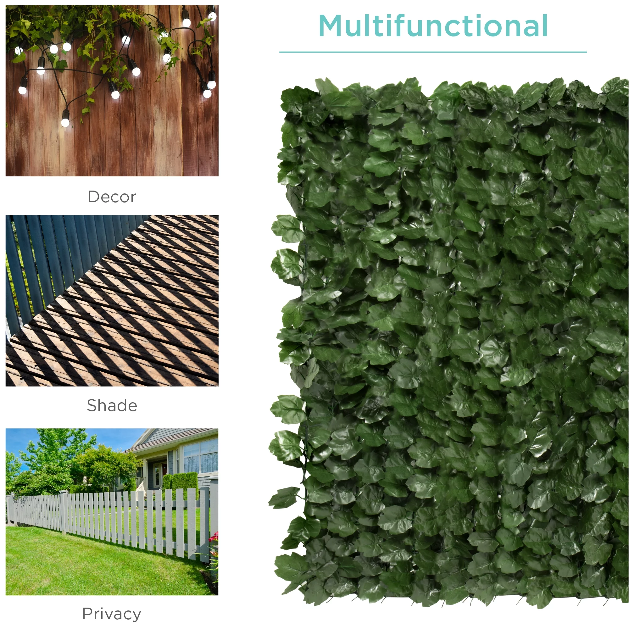 Best Choice Products 94x59in Artificial Faux Ivy Hedge Privacy Fence Screen for Outdoor Decor, Garden, Yard – Green