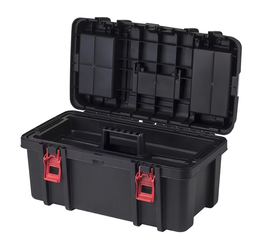 Hyper Tough 22-inch Toolbox, Plastic Tool and Hardware Storage, Black