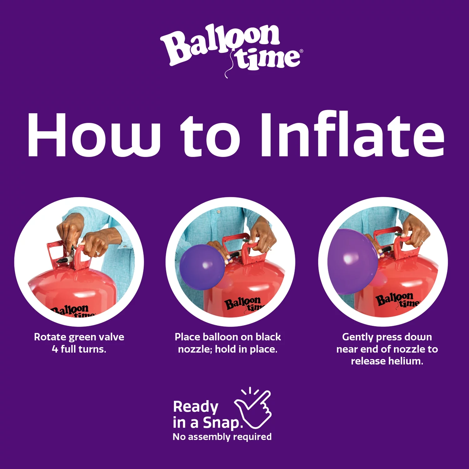 Balloon Time 12in Jumbo Helium Tank Kit with Colorful Latex Balloons