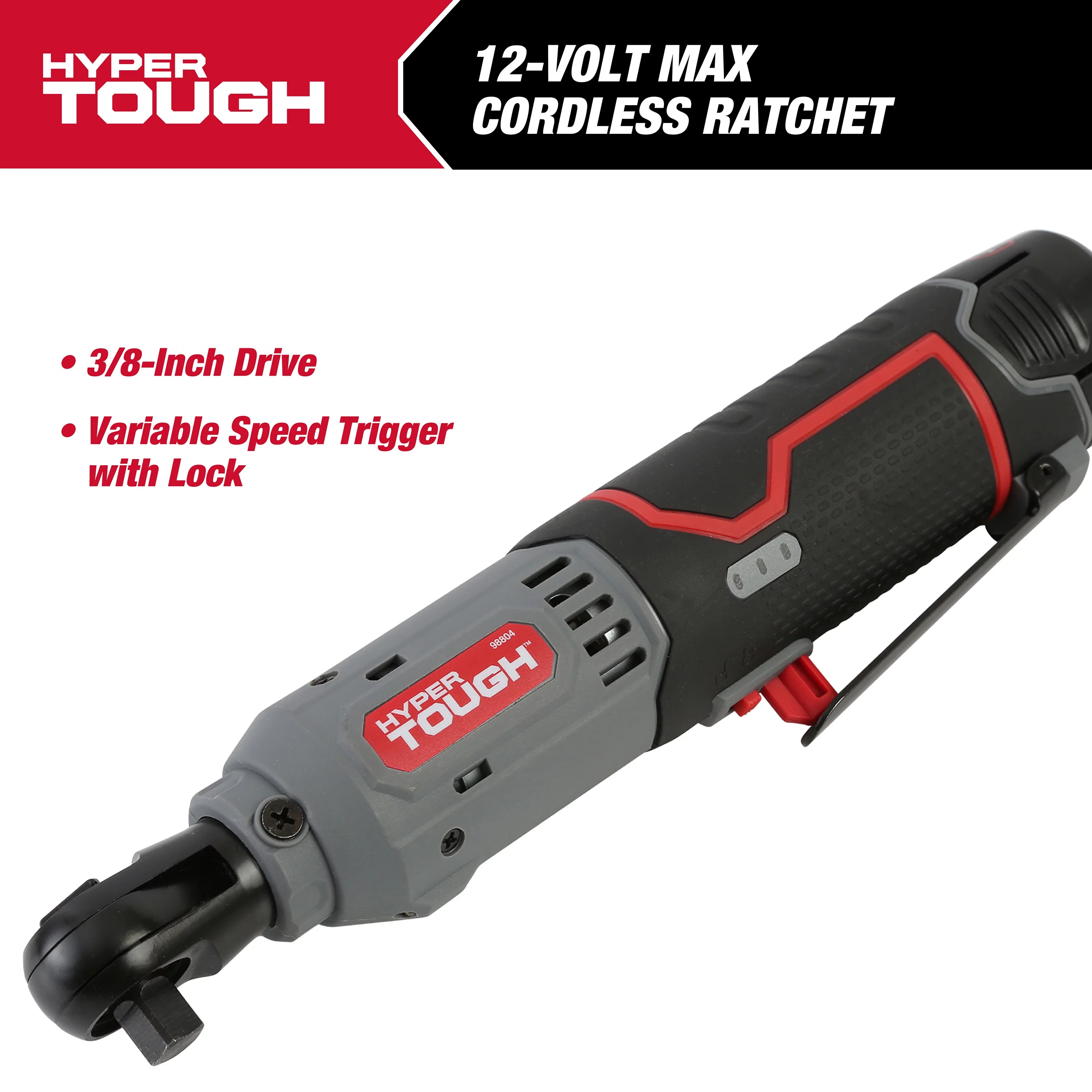 Hyper Tough 12V Max* Lithium-Ion Cordless 3/8-Inch Ratchet with 1.5Ah Battery and Charger, 98804