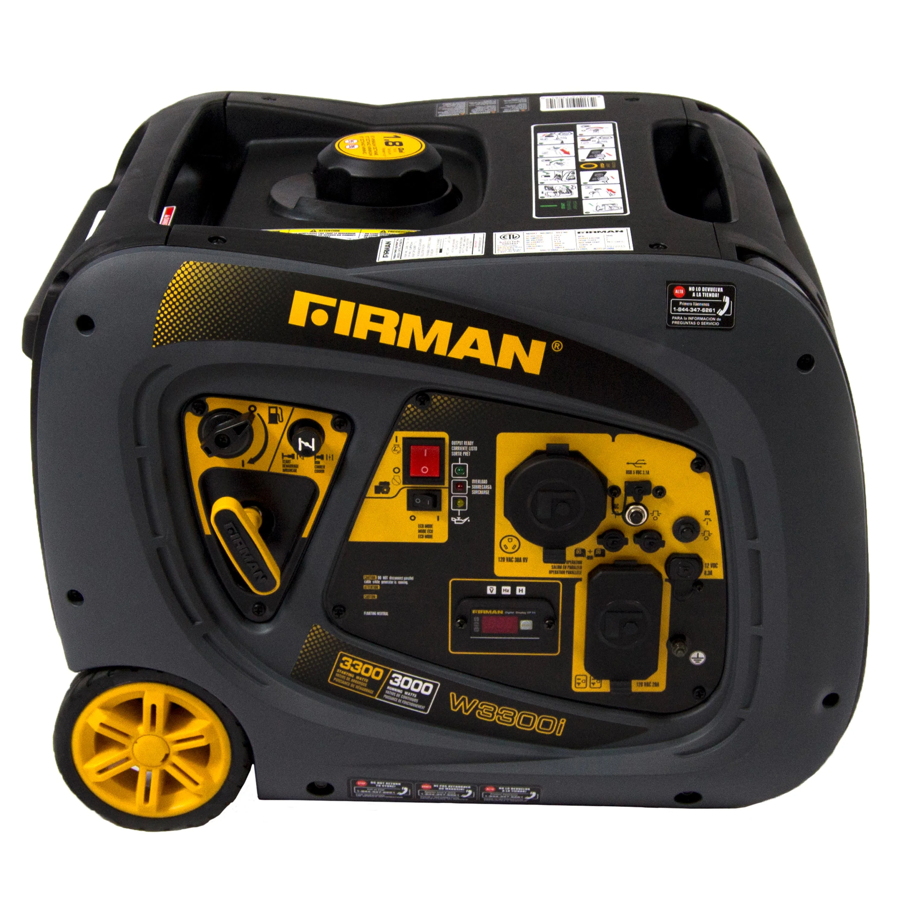 Firman W03081 3300/3000 Watt Gas Recoil Start RV Ready Inverter Generator