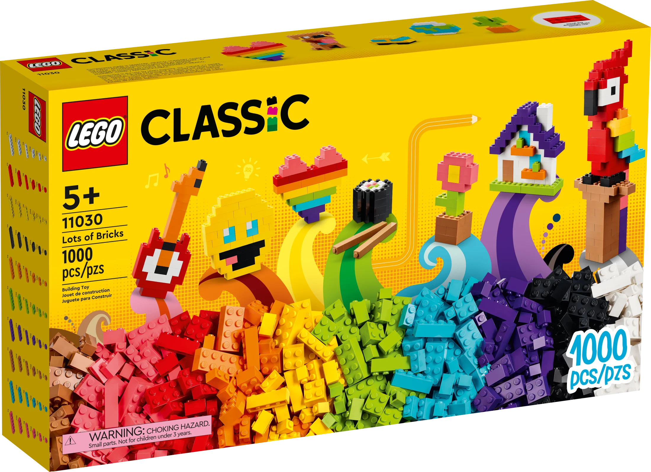 LEGO Classic Lots of Bricks Construction Toy Set 11030, Build a Smiley Emoji, Parrot, Flowers & More, Creative Gift for Kids, Boys, Girls ages 5 Plus