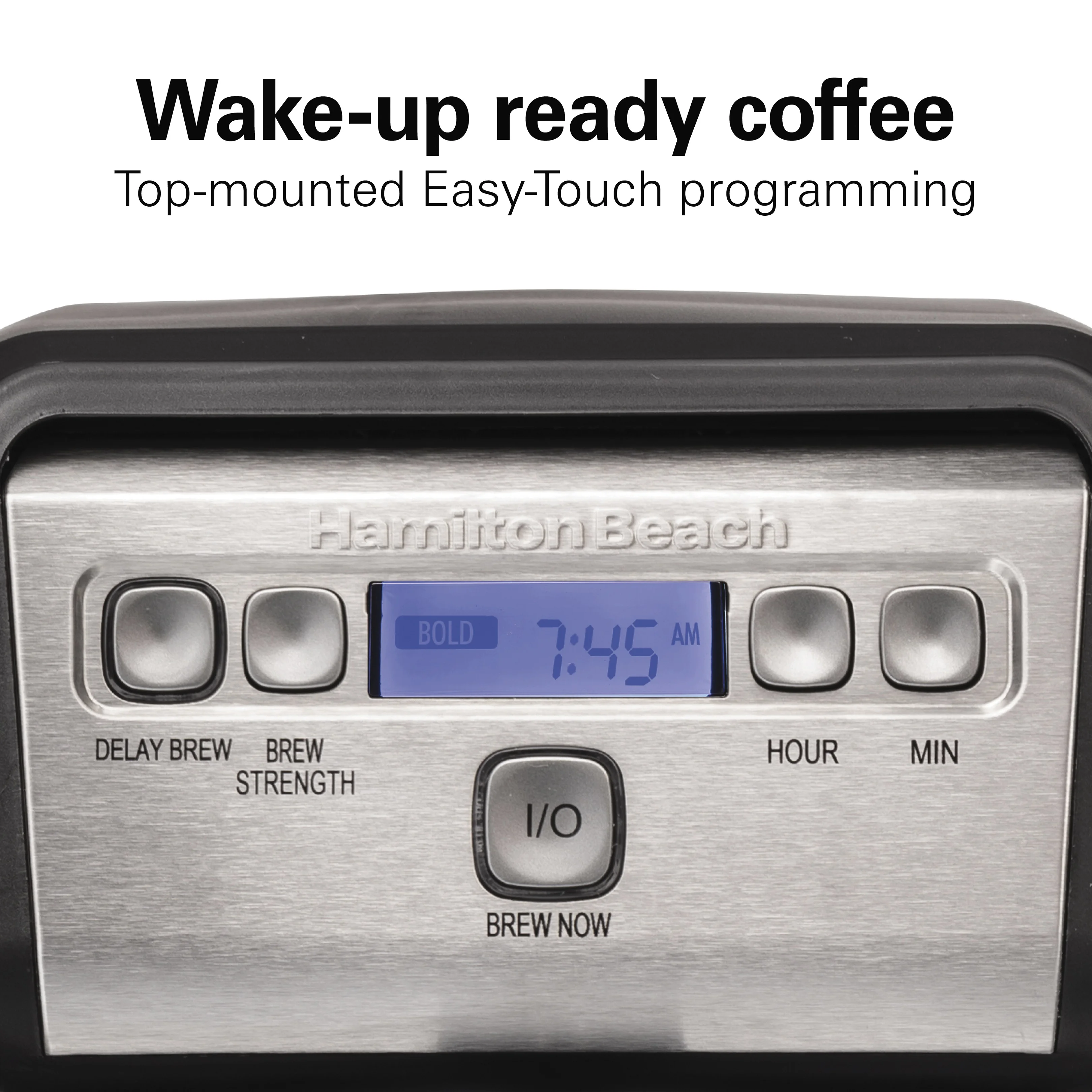 Hamilton Beach Compact Programmable Coffee Maker, 12 Cup, Black with Stainless, Model 46200