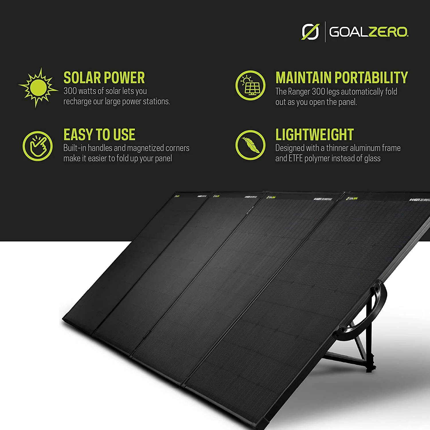 Goal Zero Ranger 300 Briefcase, 300 Watt Foldable Solar Panels for Outdoor Portable Power Stations