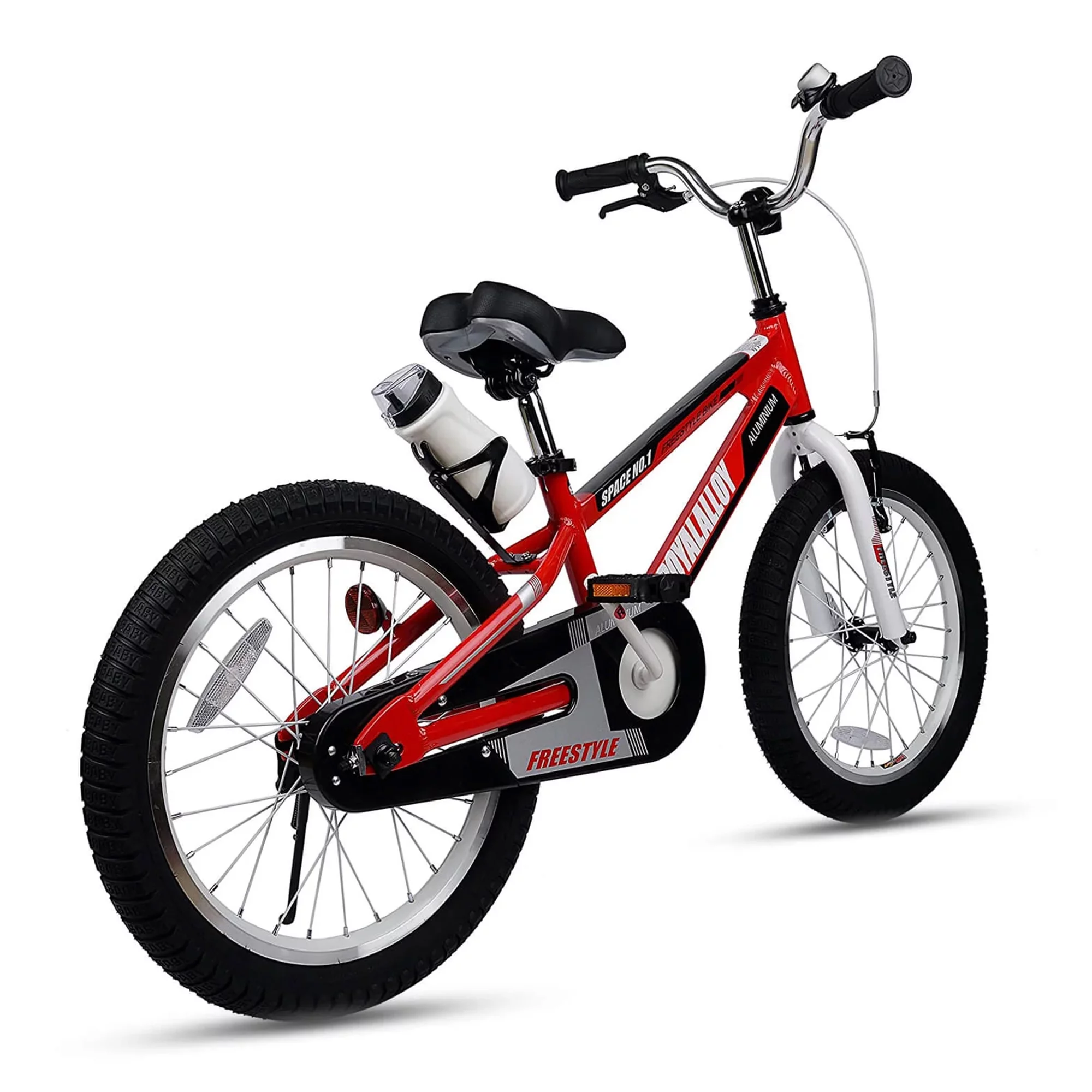 RoyalBaby Space No. 1 Freestyle 18″ Kids Bike w/Kickstand & Bottle, Black