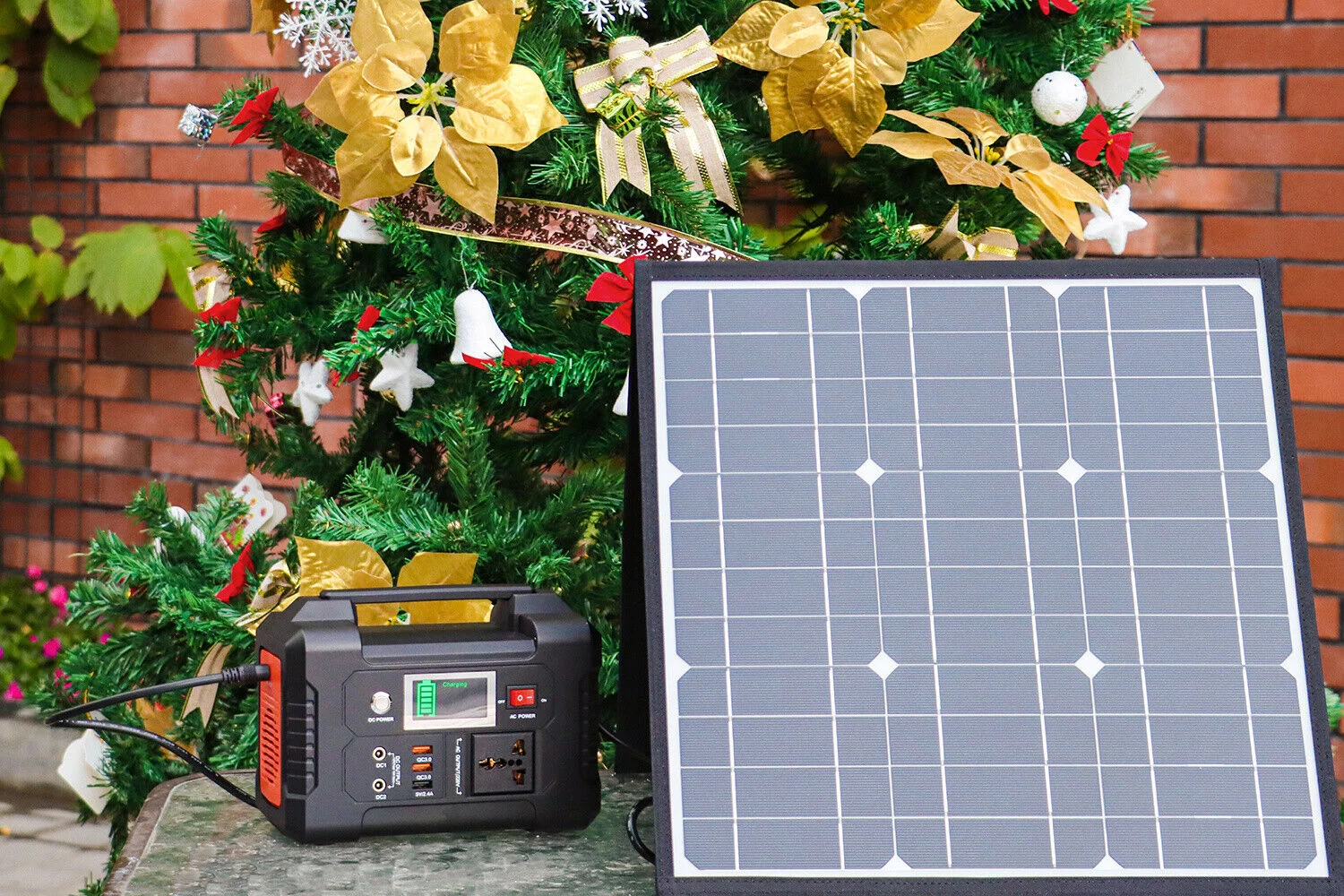 200W Portable Power Station, FlashFish 40800mAh Solar Generator with 50W 18V Portable Solar Panel, Flashfish Foldable Solar Charger with 5V USB 18V DC Output