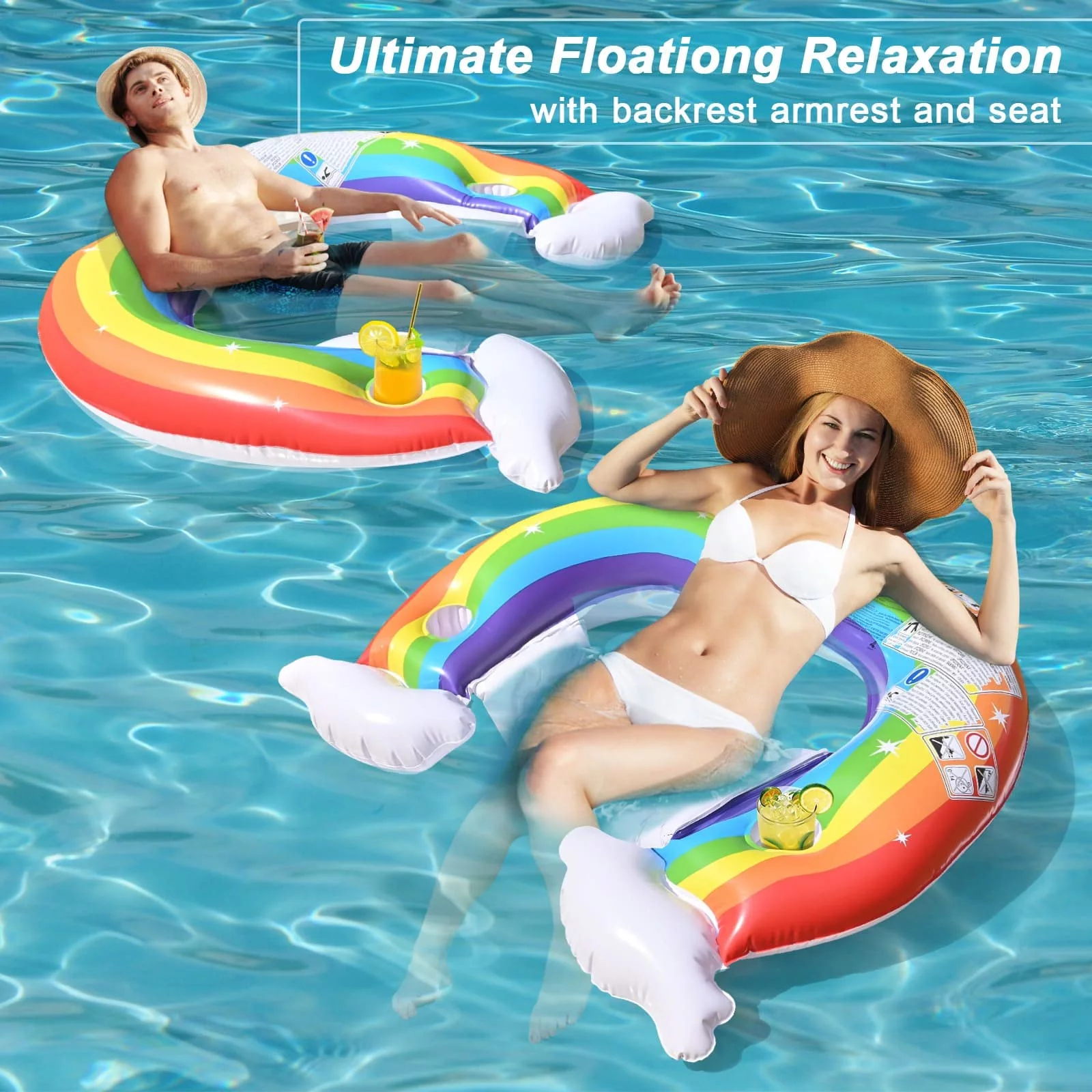 iFanze Pool Float Chair, Adults & KIds Inflatable Pool Loungers for Pool Lake Travel Beach