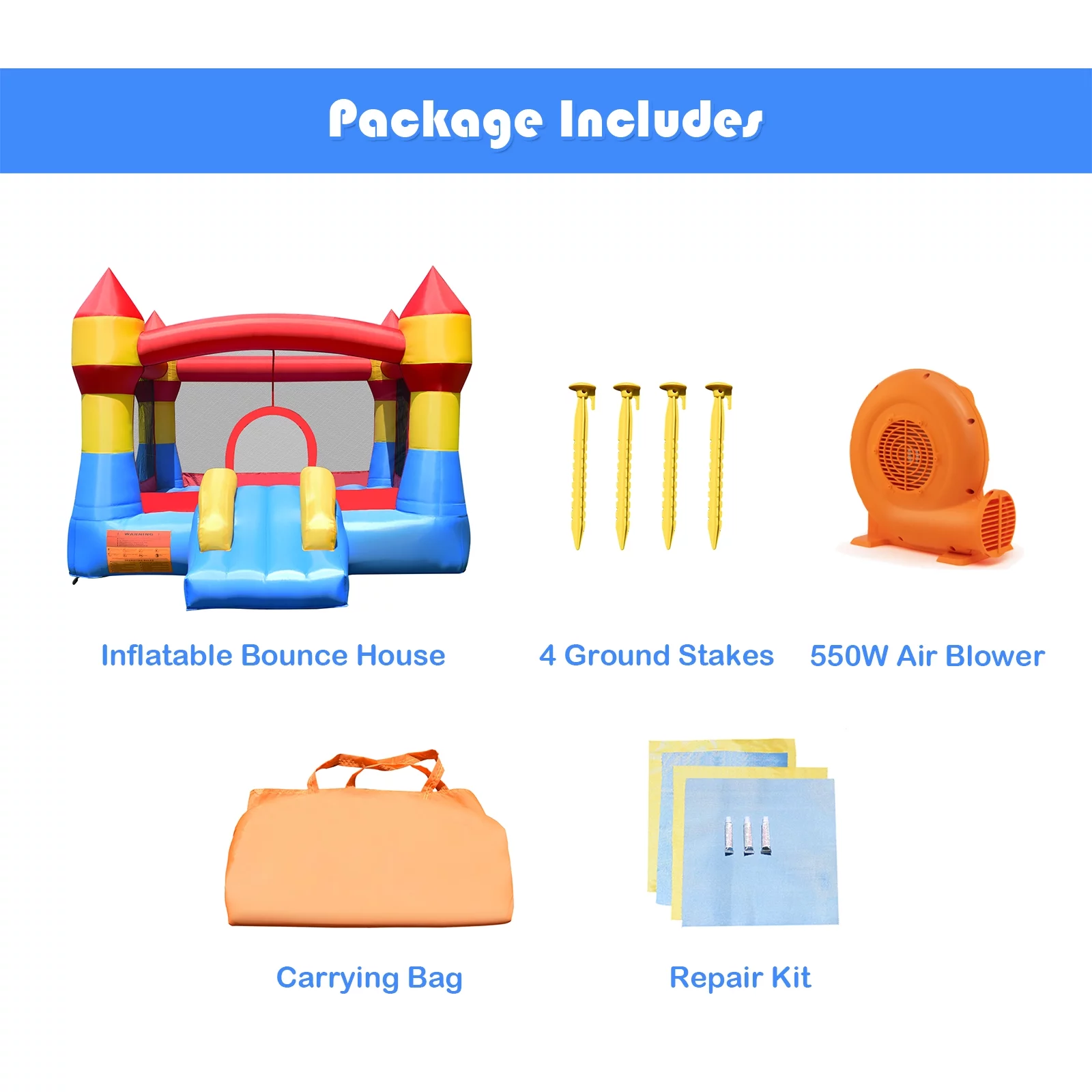 Infans Inflatable Bounce House Castle Jumper Moonwalk Playhouse Slide W/ 550W Blower