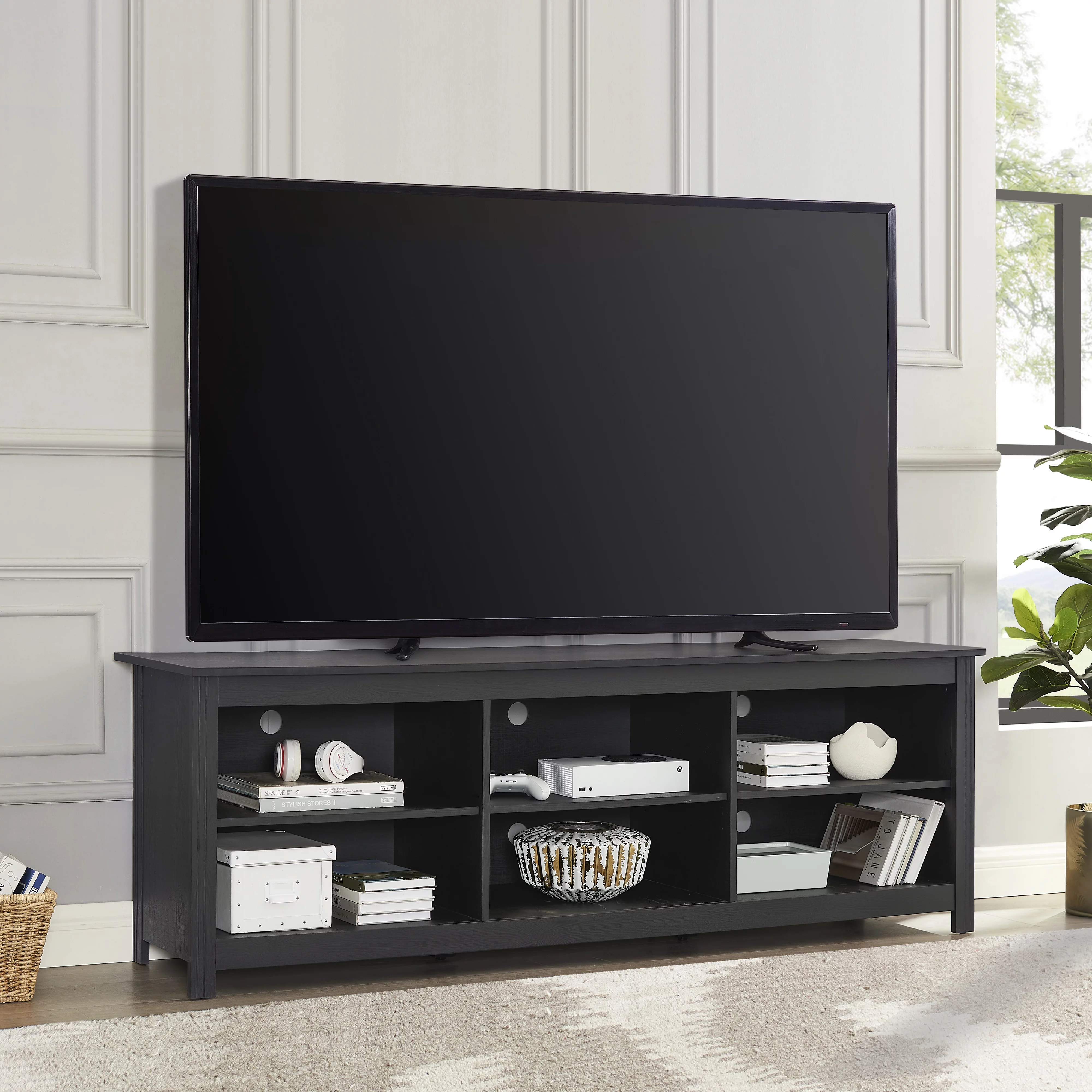 Mainstays Adjustable Shelf TV Stand for TVs up to 70″, Black Finish