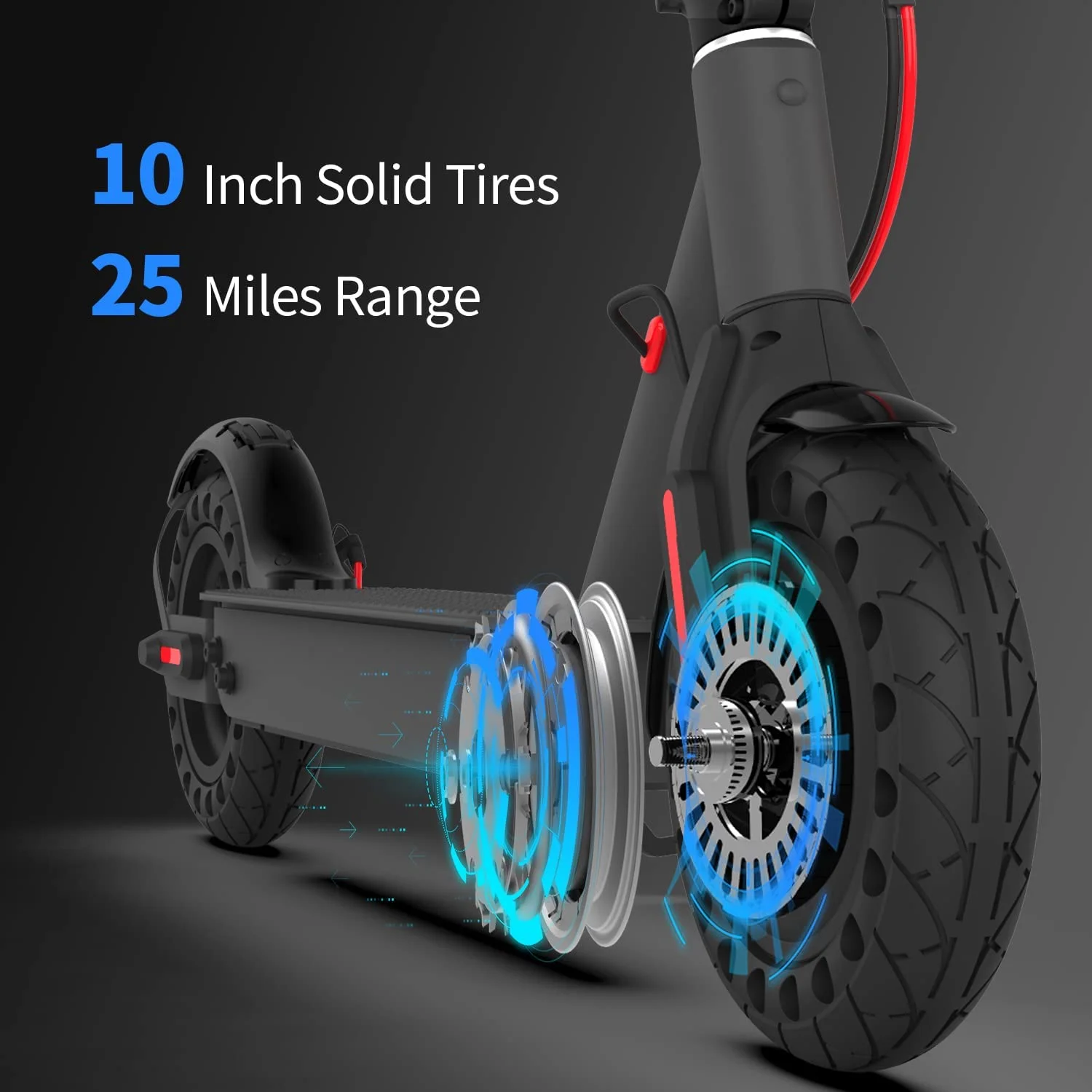 Hiboy S2 Pro Electric Scooter, 500W Motor, 10″ Solid Tires, 25 Miles Range, 19 Mph Folding Commuter Electric Scooter for Adults Refurbished