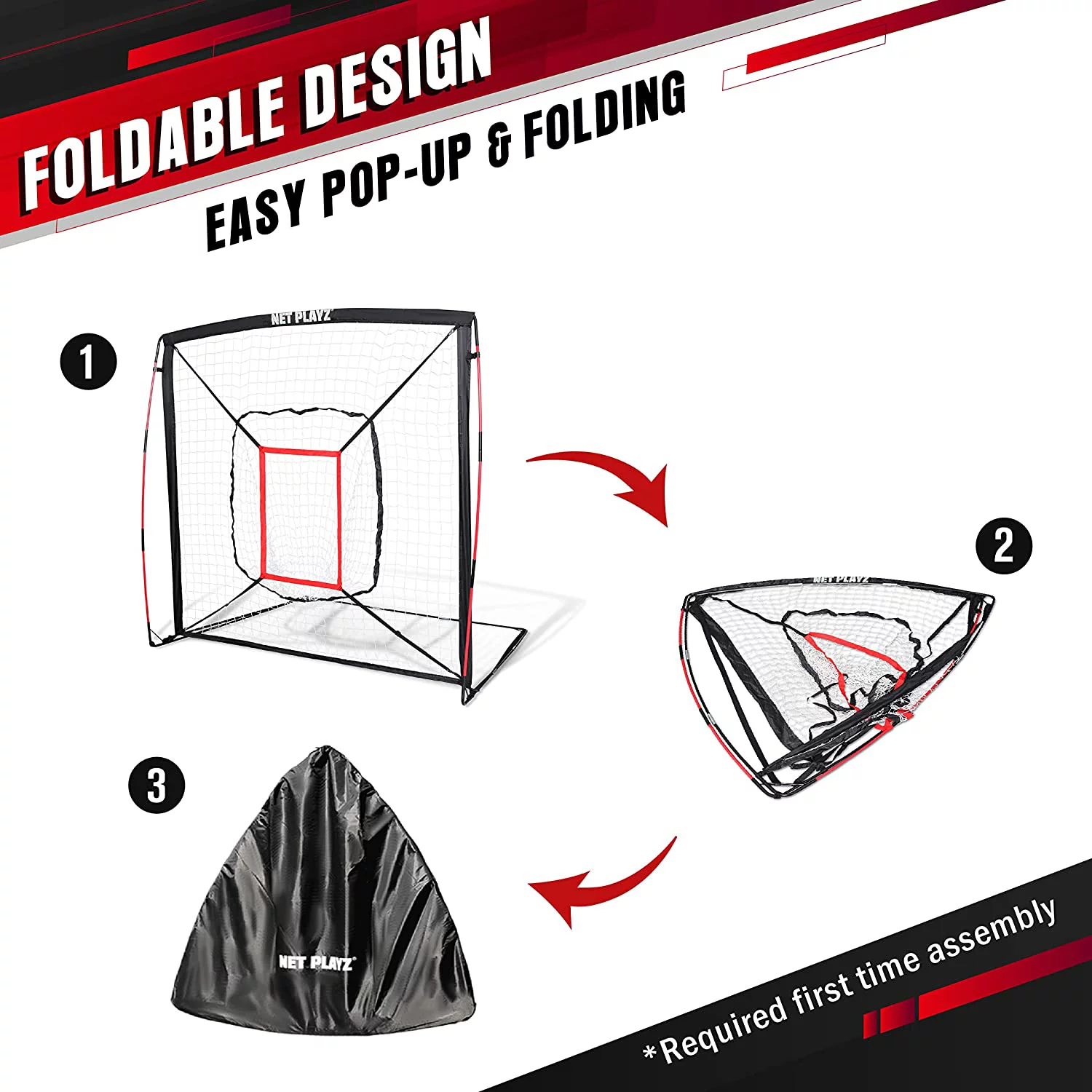 5′ x 5′ Baseball & Softball Practice Hitting & Pitching Net similar to Bow Frame, Great for All Skill Levels