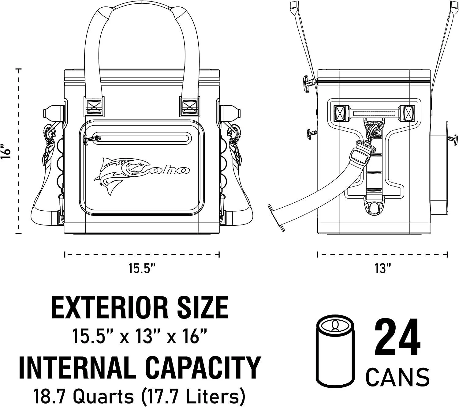 COHO Cooler Bag | Soft Cooler Insulated Leak Proof Collapsible Portable Cooler | Soft Bag Cooler for Beach, Travel, Picnic, Camping, Hiking, and Kayak Cooler