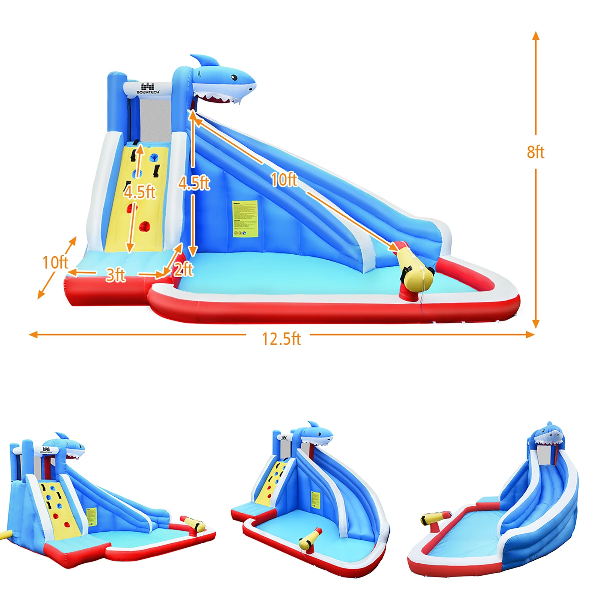 Costway Inflatable Water Slide Animal Shaped Bounce House Castle Splash Water Pool W/750W Blower