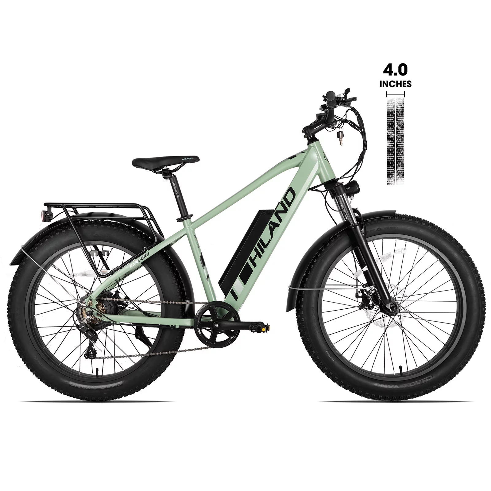 HILAND High Power Electric Bike for Adults, 750W 48V Motor Off-road Electric Mountain Bicycle, 26″ Fat Tire E-MTB Shimano 7 Speeds Aluminum Alloy Frame Disc Brake