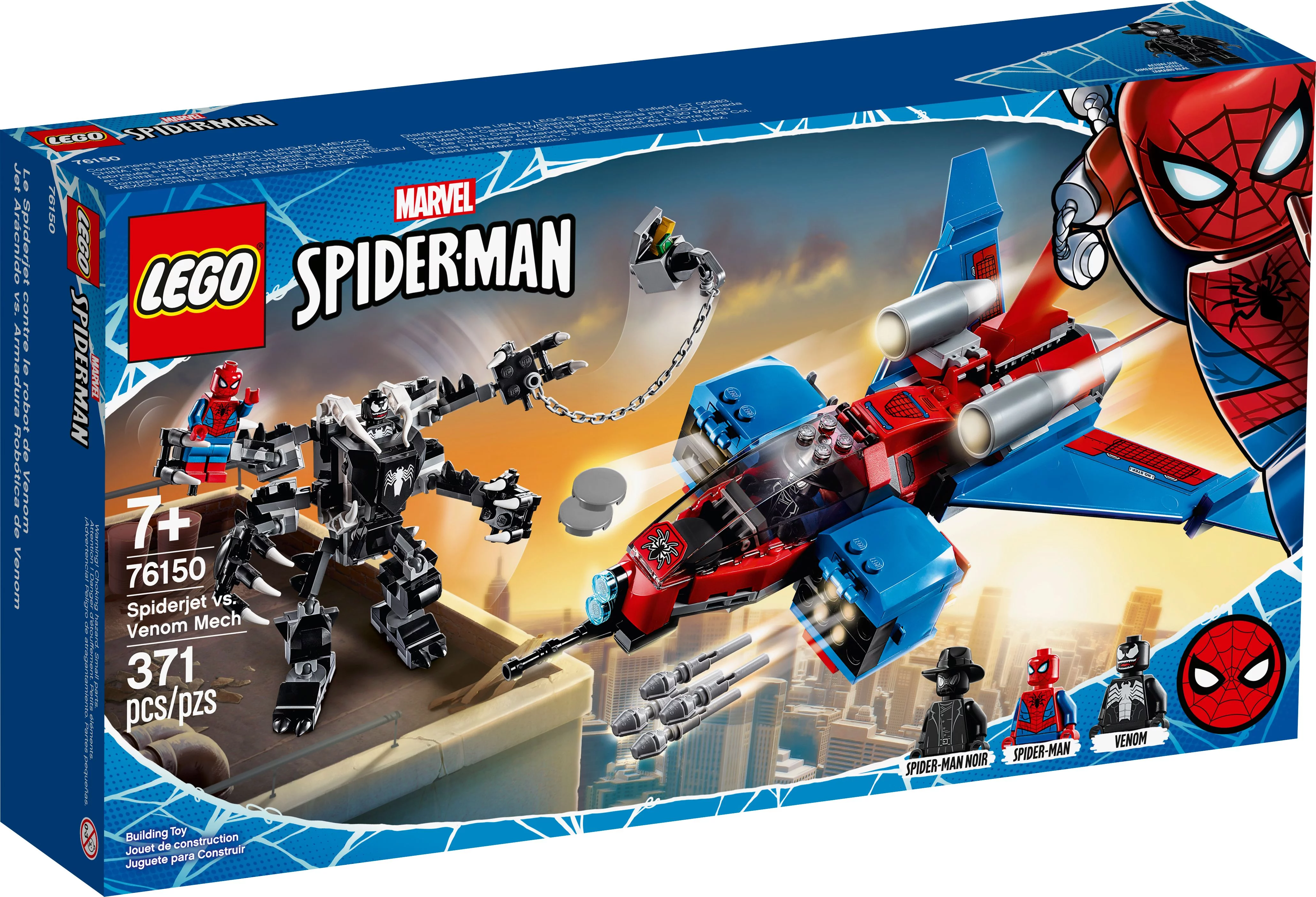 LEGO Marvel Spider-Man Spider-Jet vs Venom Mech 76150 Building Kit with Minifigures, Mech and Plane (371 Pieces)