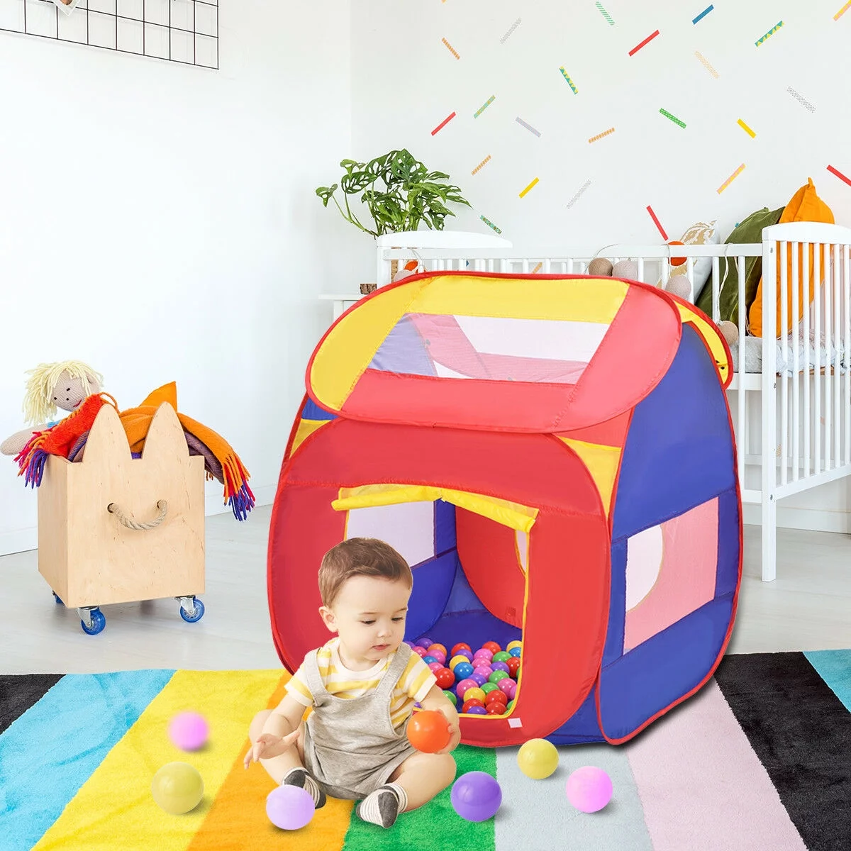 Costway Portable Kid Baby Play House Indoor Outdoor Toy Tent Game Playhut With 100 Balls