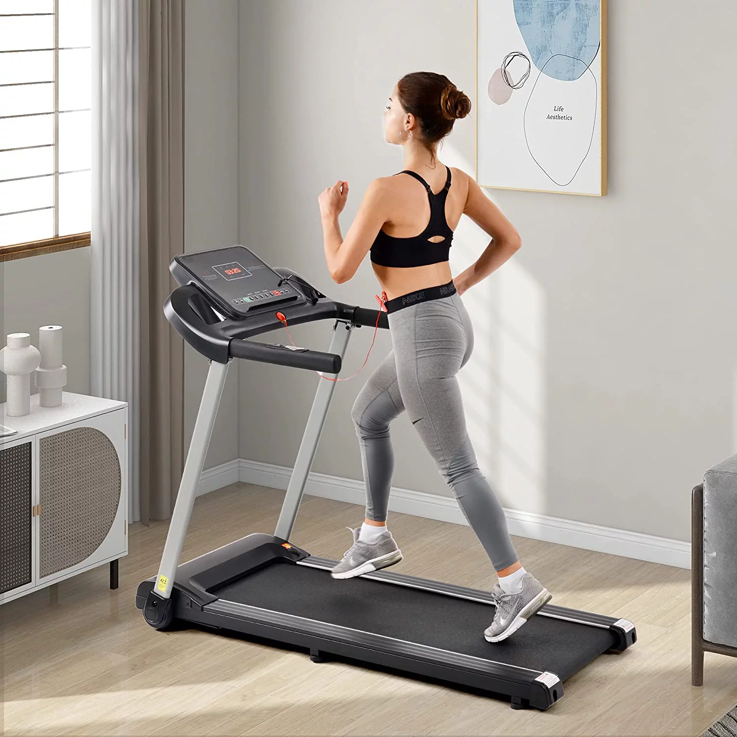 Merax Motorized Treadmill for Home, 2.5HP Electric Treadmill for Running, Walking and Jogging Exercise with Speakers, 12 Programs, Tracking Pulse