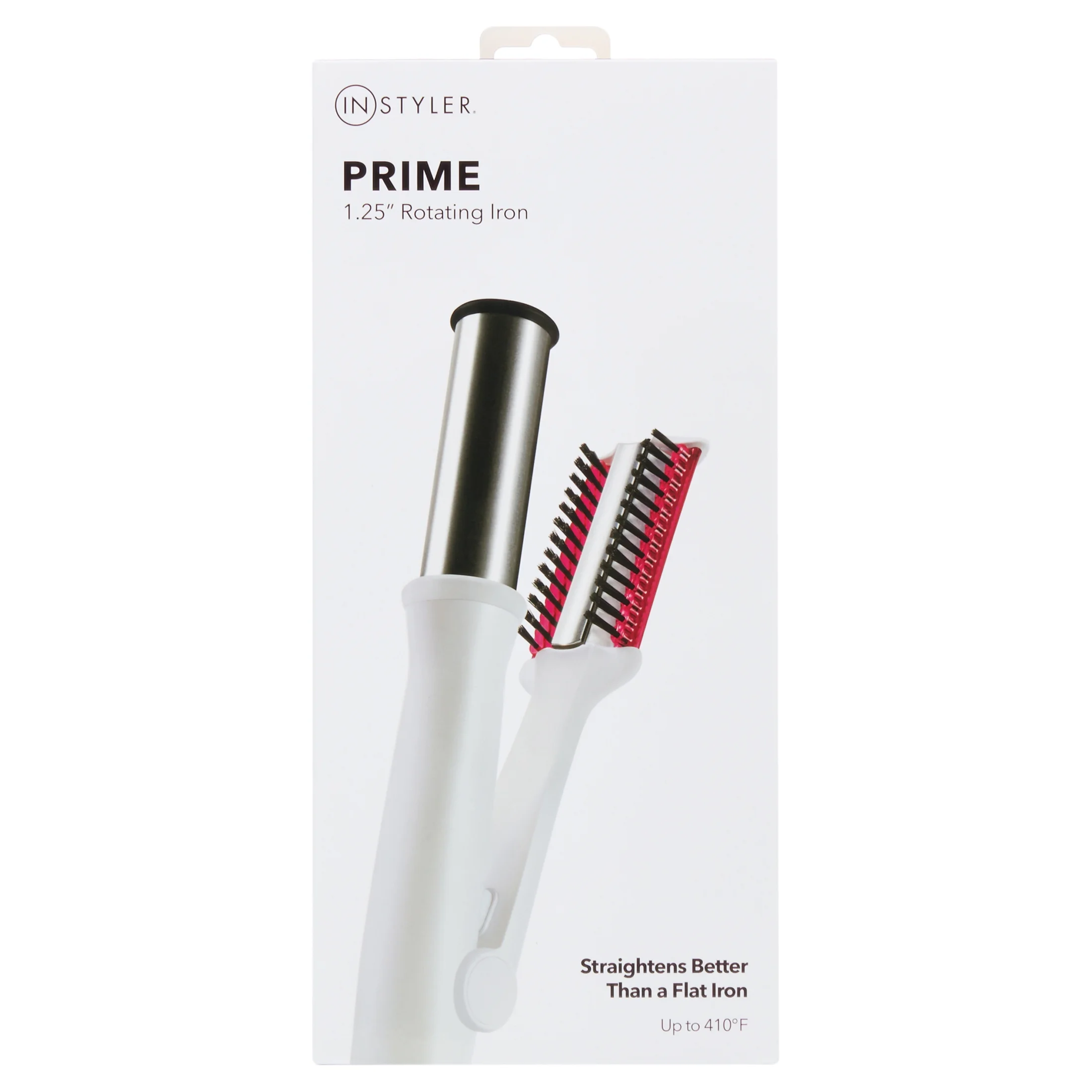 InStyler Prime Blowout Revolving Styler Hair Straightening Brush, White