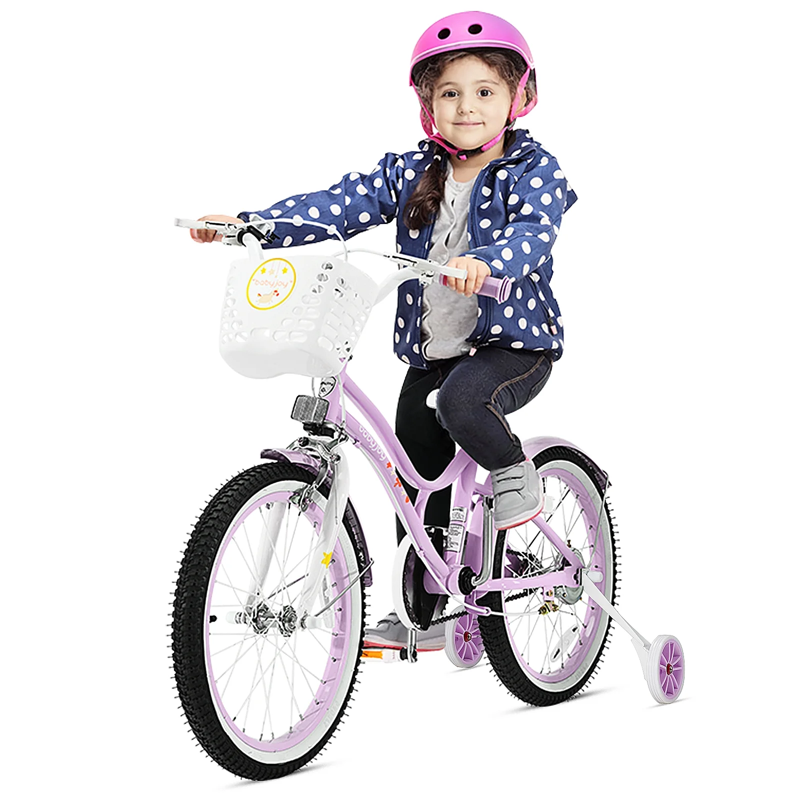 Topbuy 18″ Kids Bike w/Removable Training Wheels &Adjustable Seat Toddlers Freestyle Adjustable Bicycle Pink