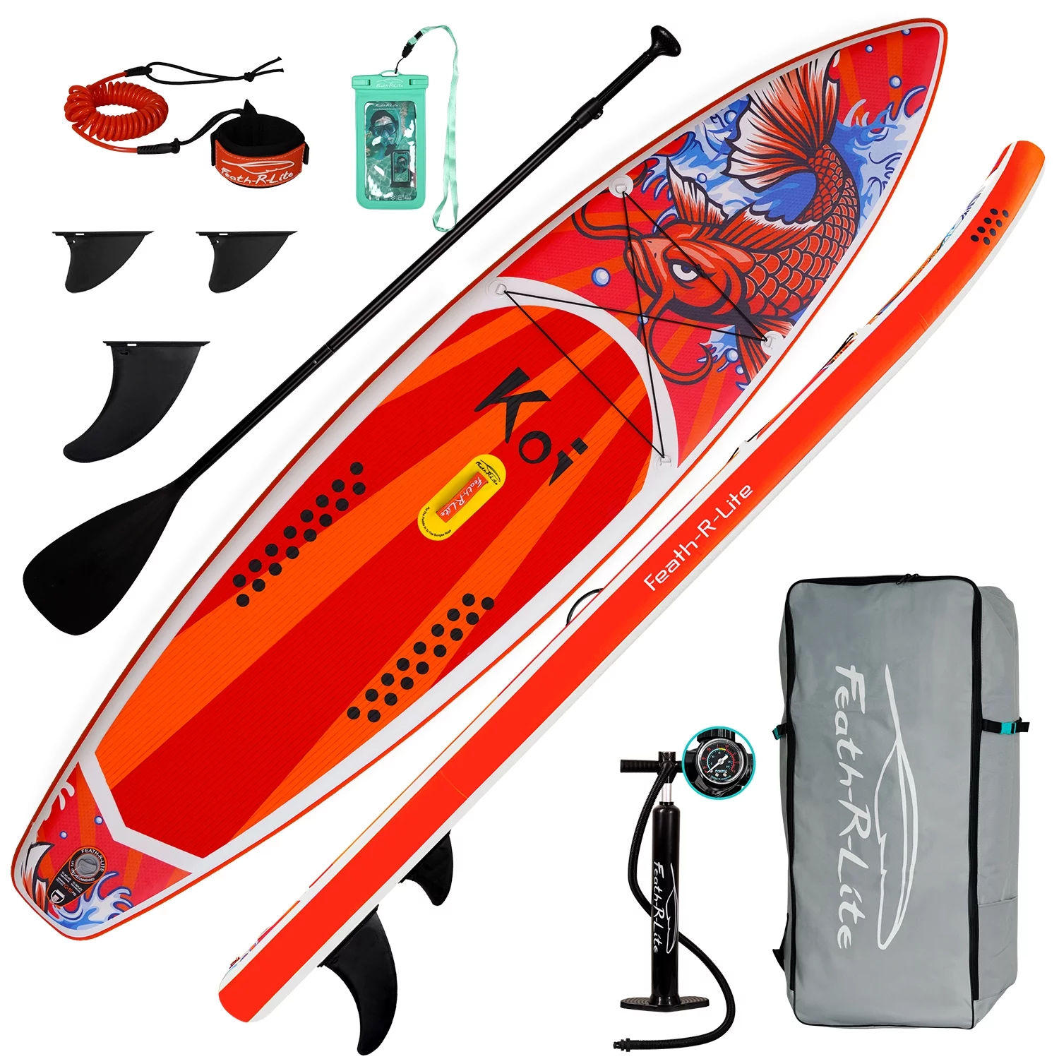 FEATH-R-LITE Inflatable Stand Up Paddle Board, SUP Paddle Board 11’6”x30”x6” (LxWxH), Stand Up With Complete Kit Backpack Pump Paddle, Unisex Version