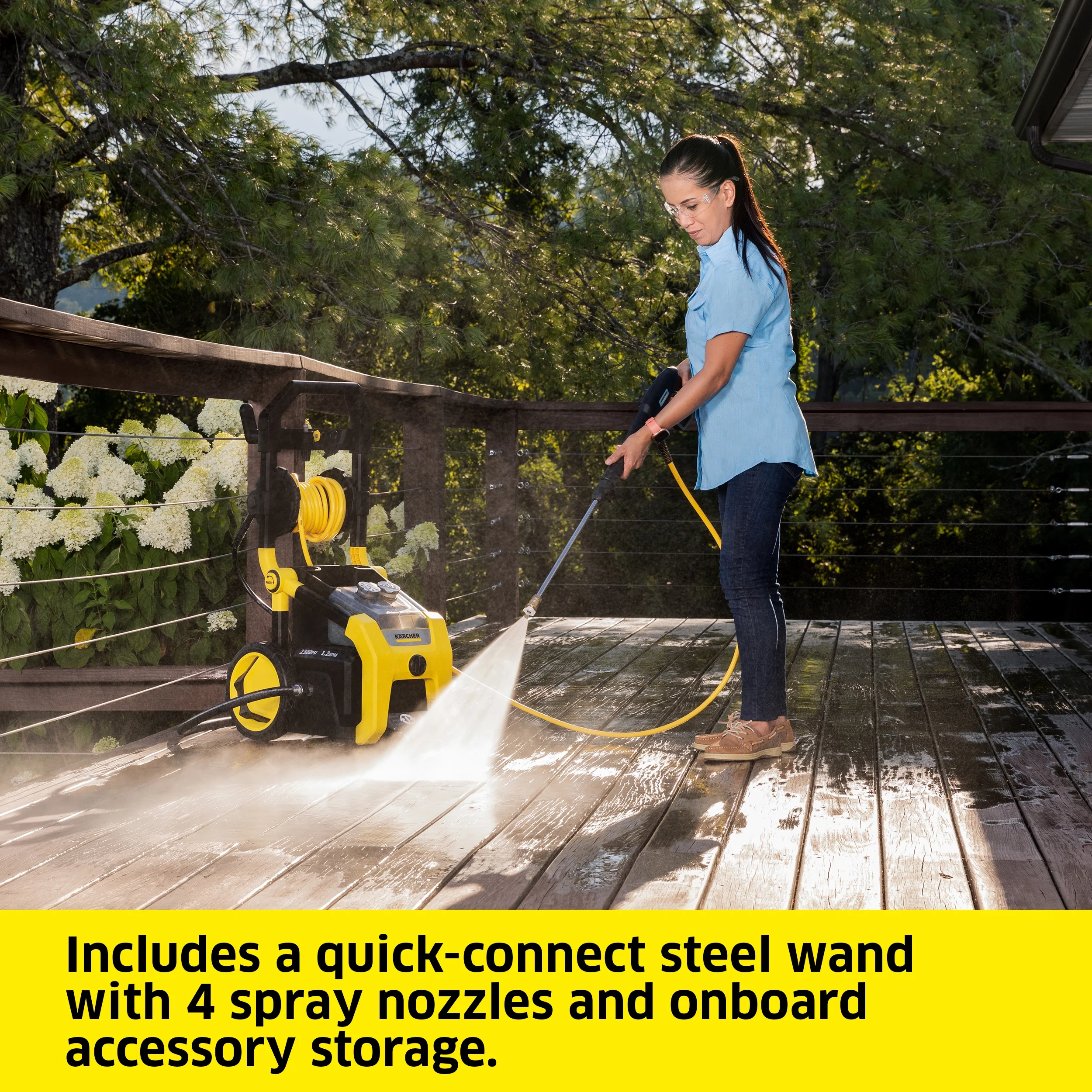 Karcher K1900PS 2375 Max PSI Electric Pressure Washer with 3 Nozzles and Hose, 1.2 GPM, Power Washer