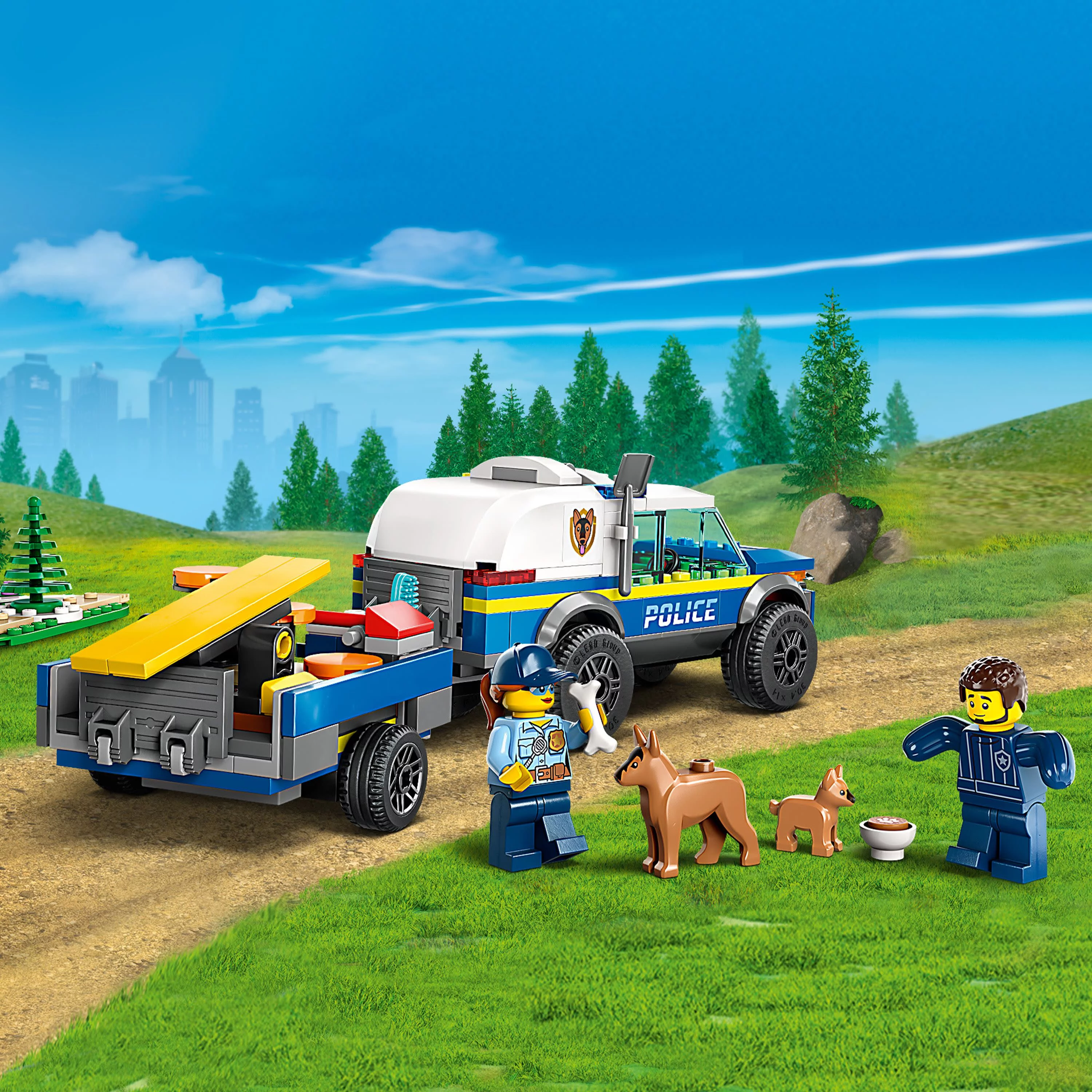 LEGO City Mobile Police Dog Training 60369, SUV Toy Car with Trailer, Obstacle Course and Puppy Figures, Animal Playset for Boys and Girls Ages 5 Plus