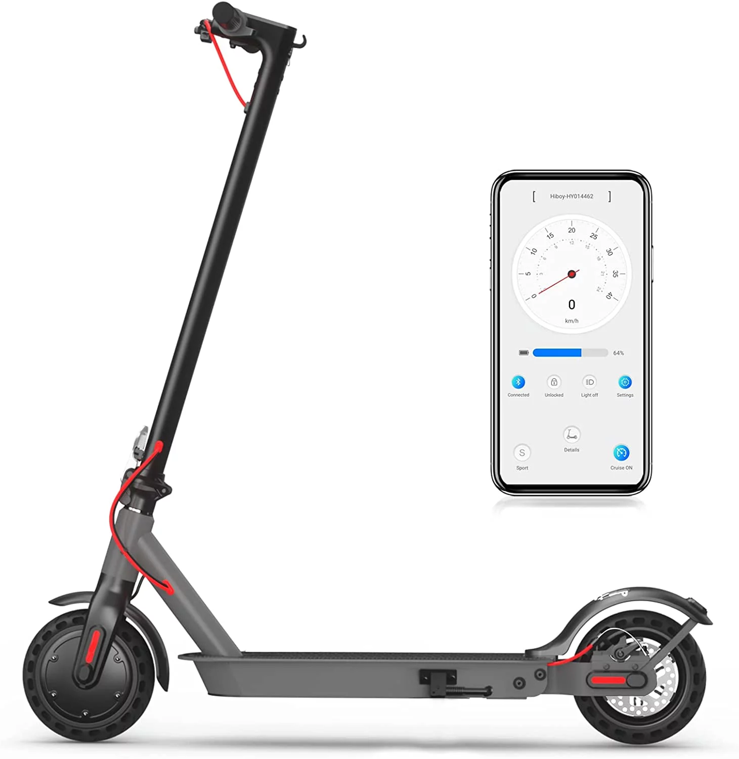 Hiboy Electric Scooter, S2 Electric Scooters for Adults 220lbs, 8.5″ Solid Tires 17 Miles Long Range 19 MPH Speed, Portable Folding Kick E-Scooter Urban Commuter