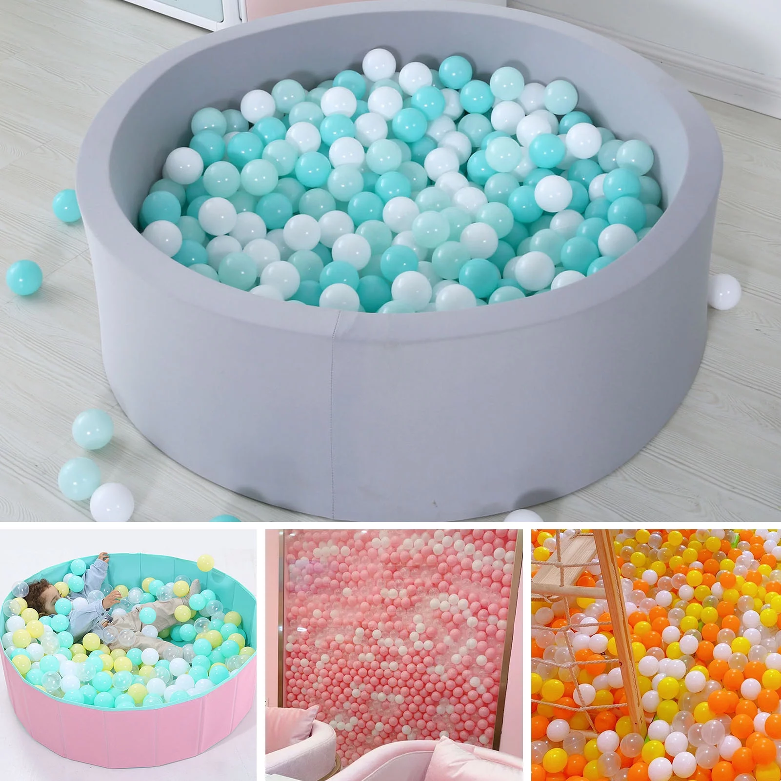 Skindy 100 Ball Pit Balls Crush Proof Plastic Ball Children’s Toy Bals Macaron Ocean Balls for Play Tent