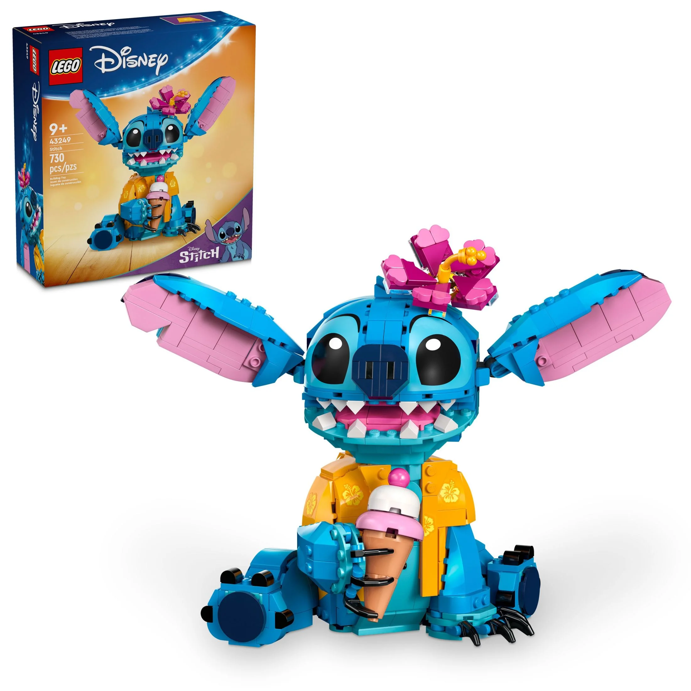 LEGO Disney Stitch Toy Building Kit, Disney Toy for 9 Year Old Kids, Buildable Figure with Ice Cream Cone, Fun Disney Gift for Girls, Boys and Lovers of the Hit Movie Lilo and Stitch, 43249