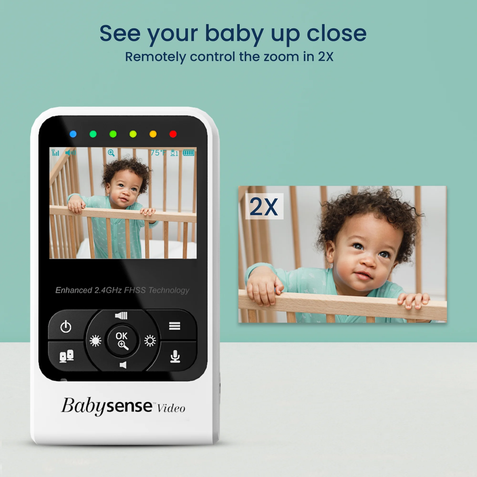 Babysense Video Baby Monitor with Two Cameras, Room Temperature, Night Vision & Built-In Night Light, Two Way Talk, Lullabies, White Noise, Model V24R-2CAM