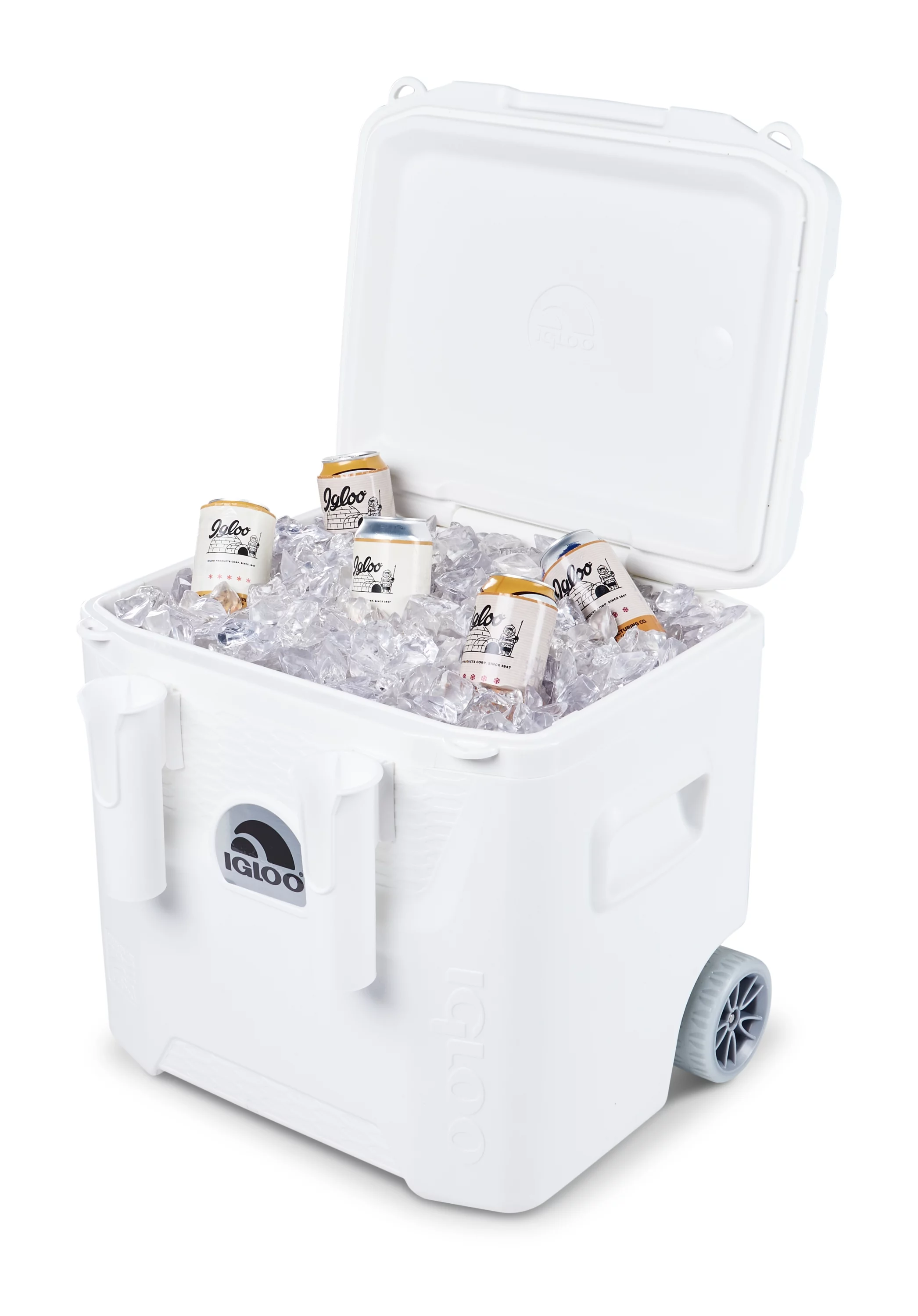 Igloo 52 QT 5-Day Marine Ice Chest Cooler with Wheels, White