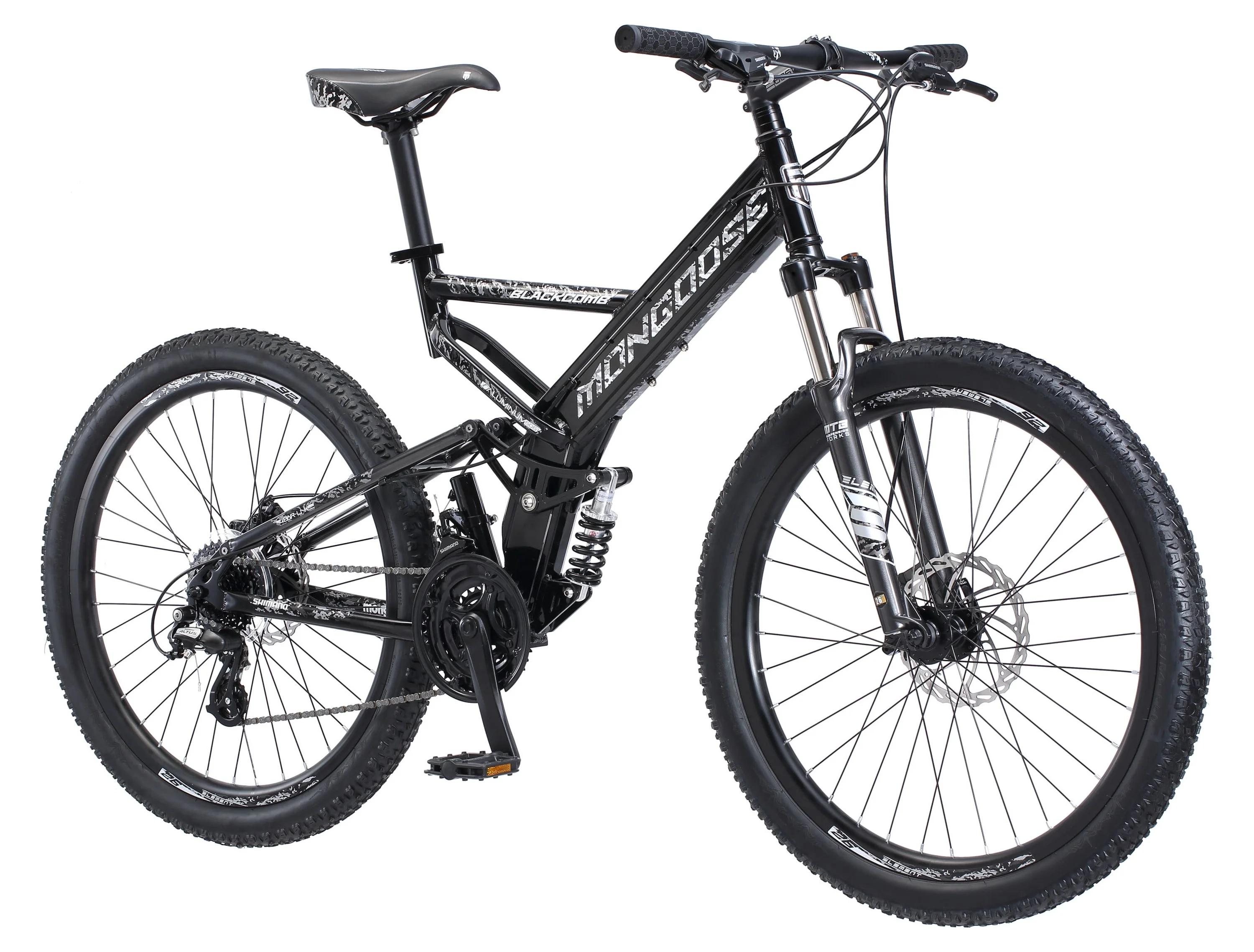 Mongoose Blackcomb Men’s 26 inch Wheels, Mountain Bike, 24 Speeds, Black